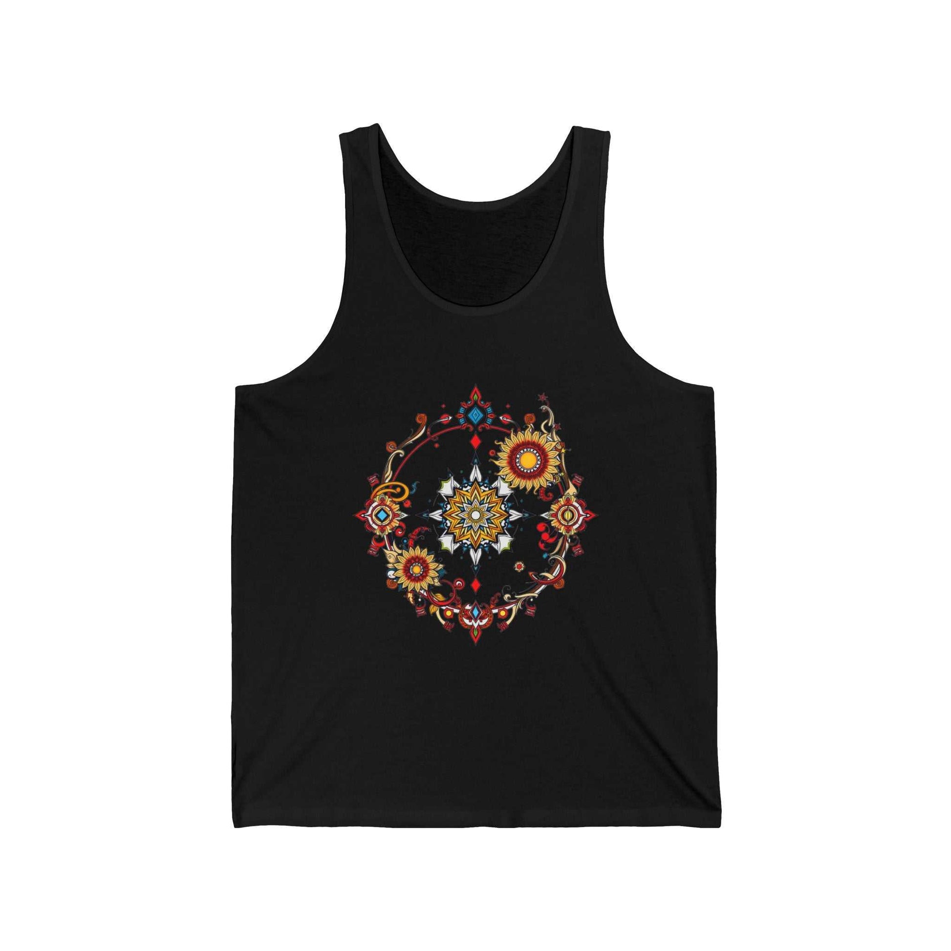 Muscle tank with a vivid psychedelic graphic for bold retro vibes