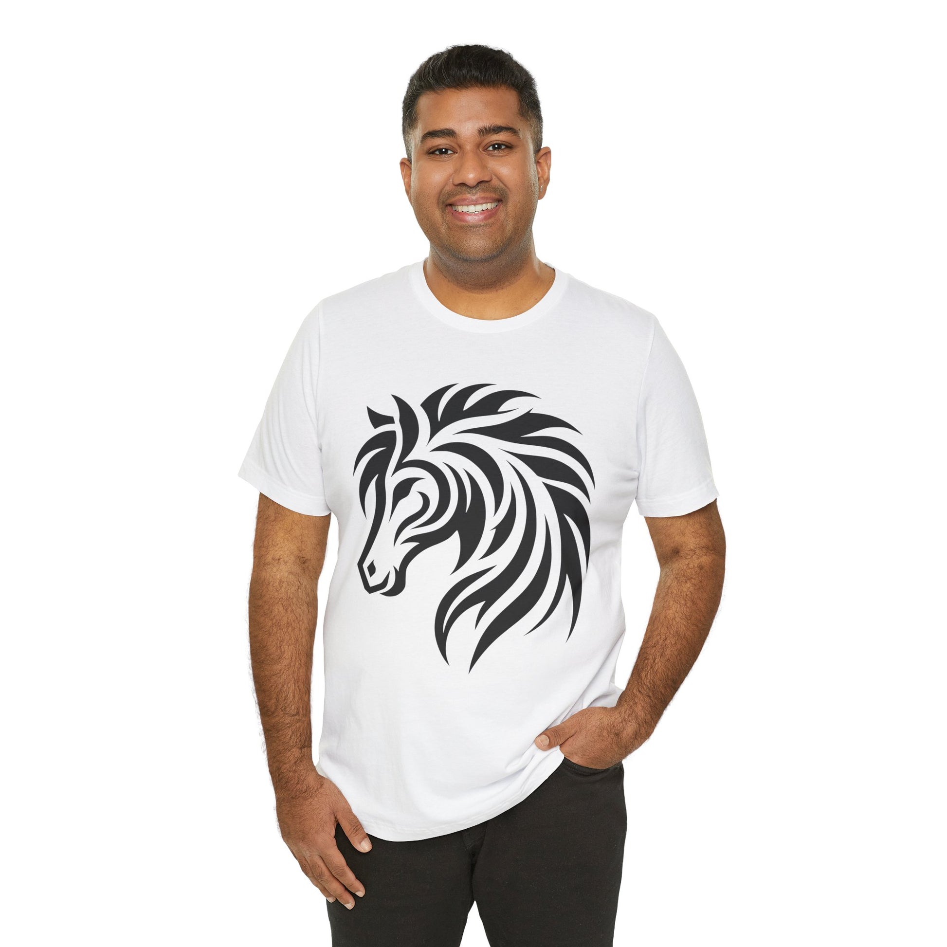 Tribal Horse Graphic Tee – Bold Mustang Silhouette on Hot Pink T-Shirt
