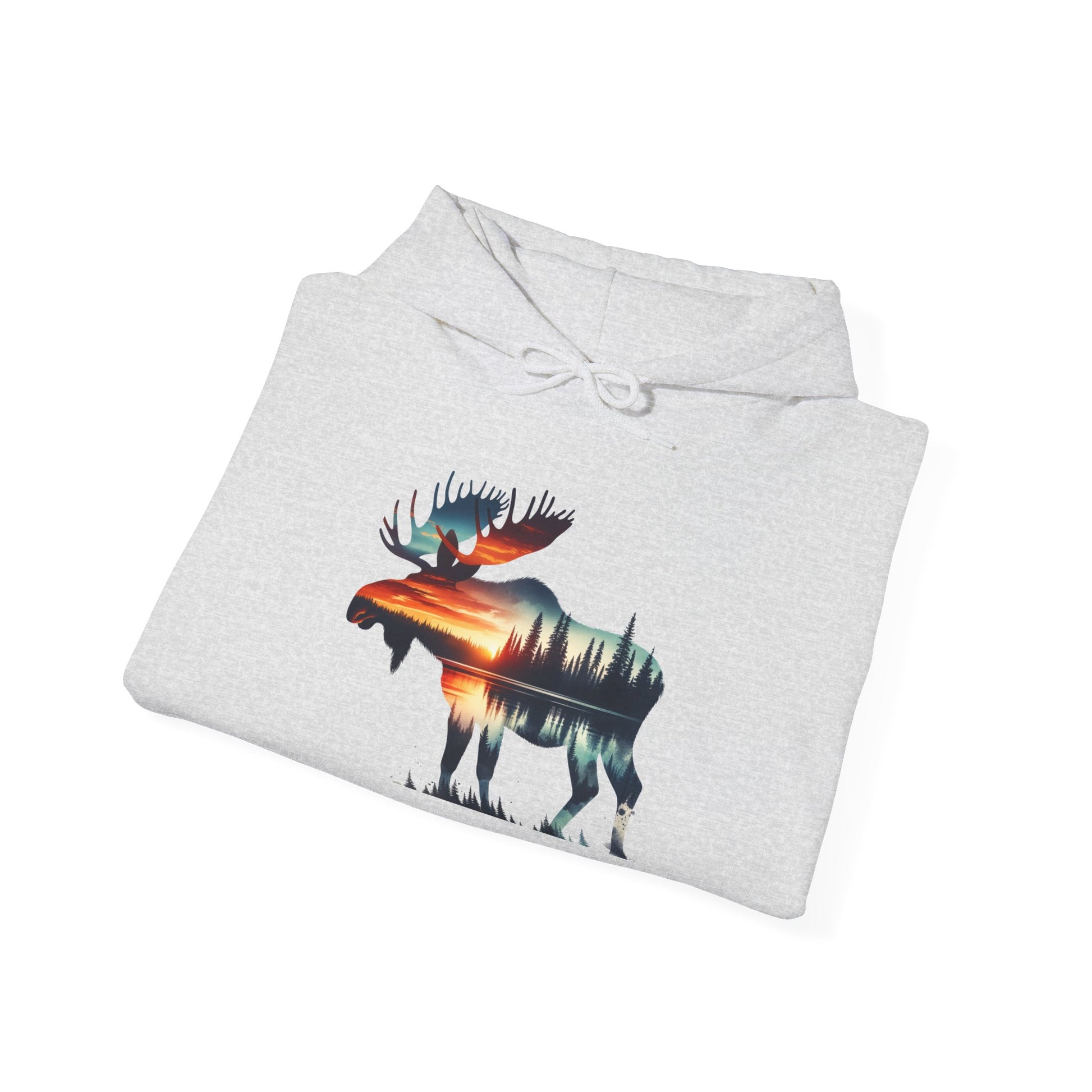 Sunset Wilderness Moose Hoodie – Nature’s Silhouette Adventure Wear