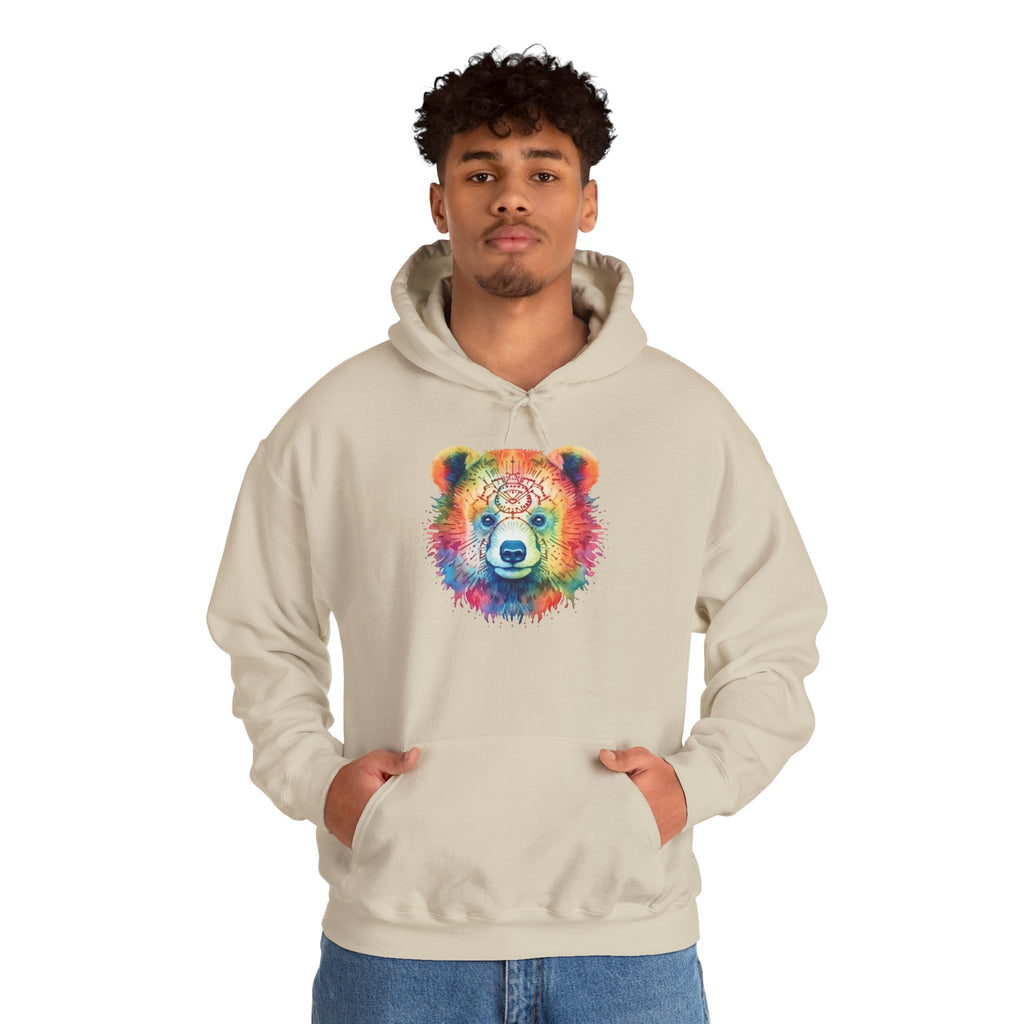 Psychedelic Bear Hoodie – Colorful Mandala Animal Sweatshirt for Artistic, Free-Spirited Style