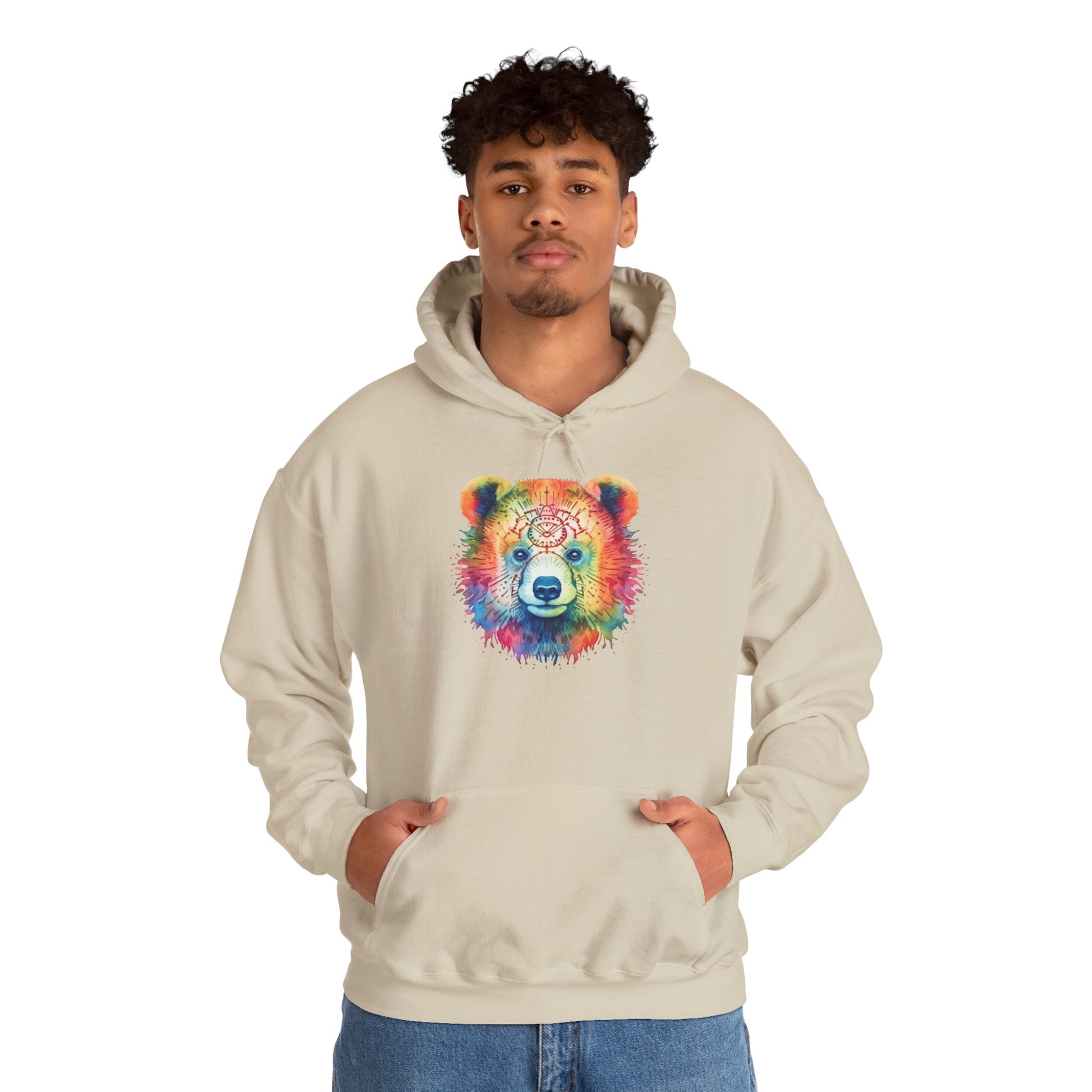 Psychedelic Bear Hoodie – Colorful Mandala Animal Sweatshirt for Artistic, Free-Spirited Style