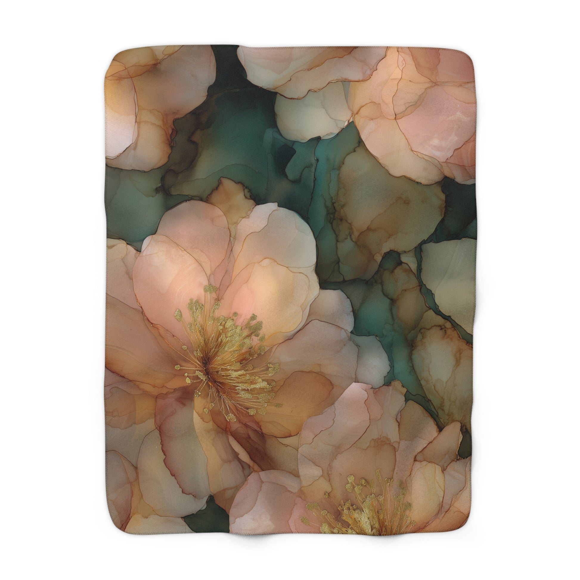 Champagne Camellias Sherpa Fleece Blanket