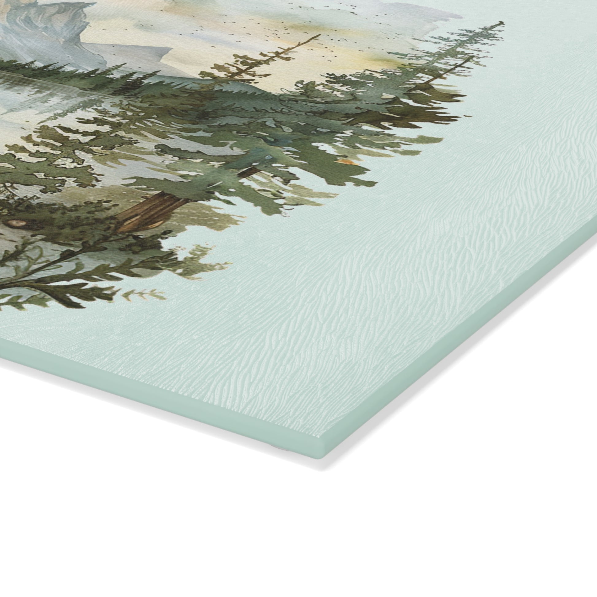 Mountain Lake Camp Scene Cutting Board – Rustic Wilderness Kitchen Decor