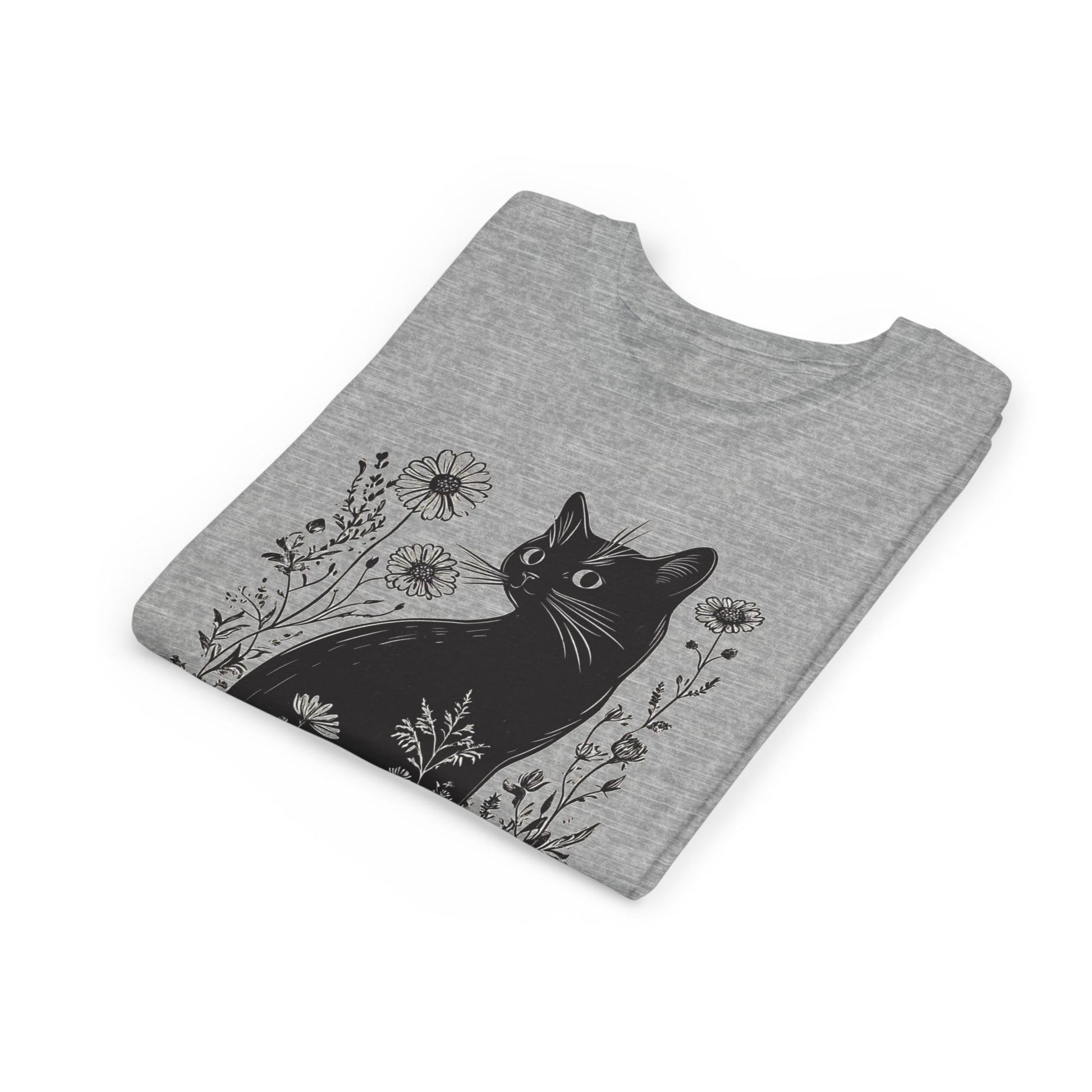 Black Cat Youth Tee, Cute Cat Graphic Shirt
