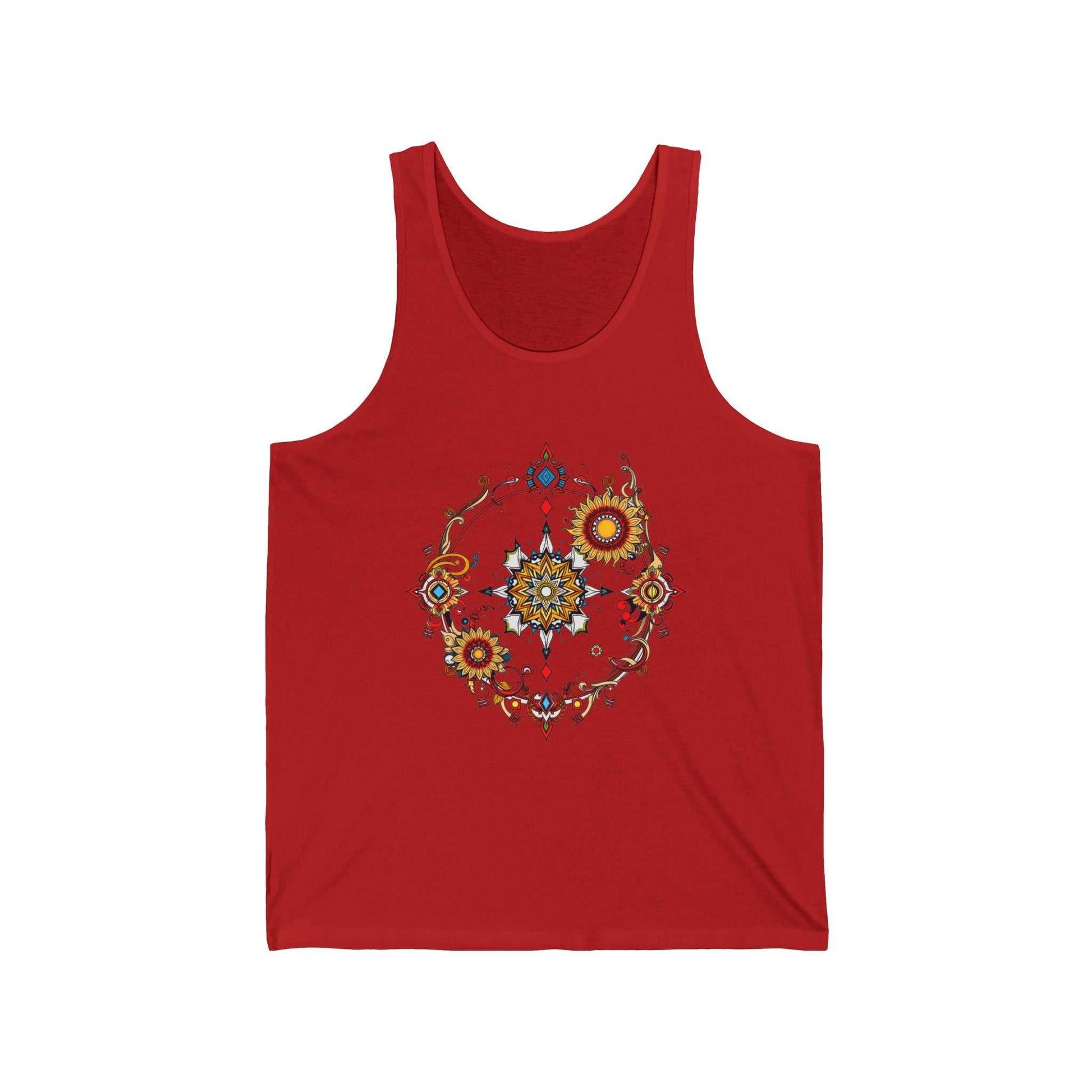Muscle tank with a vivid psychedelic graphic for bold retro vibes
