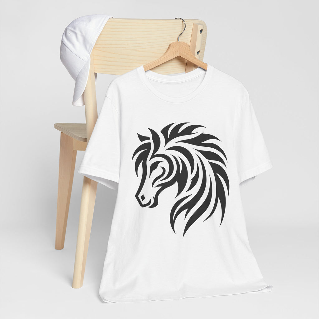 Tribal Horse Graphic Tee – Bold Mustang Silhouette on Hot Pink T-Shirt