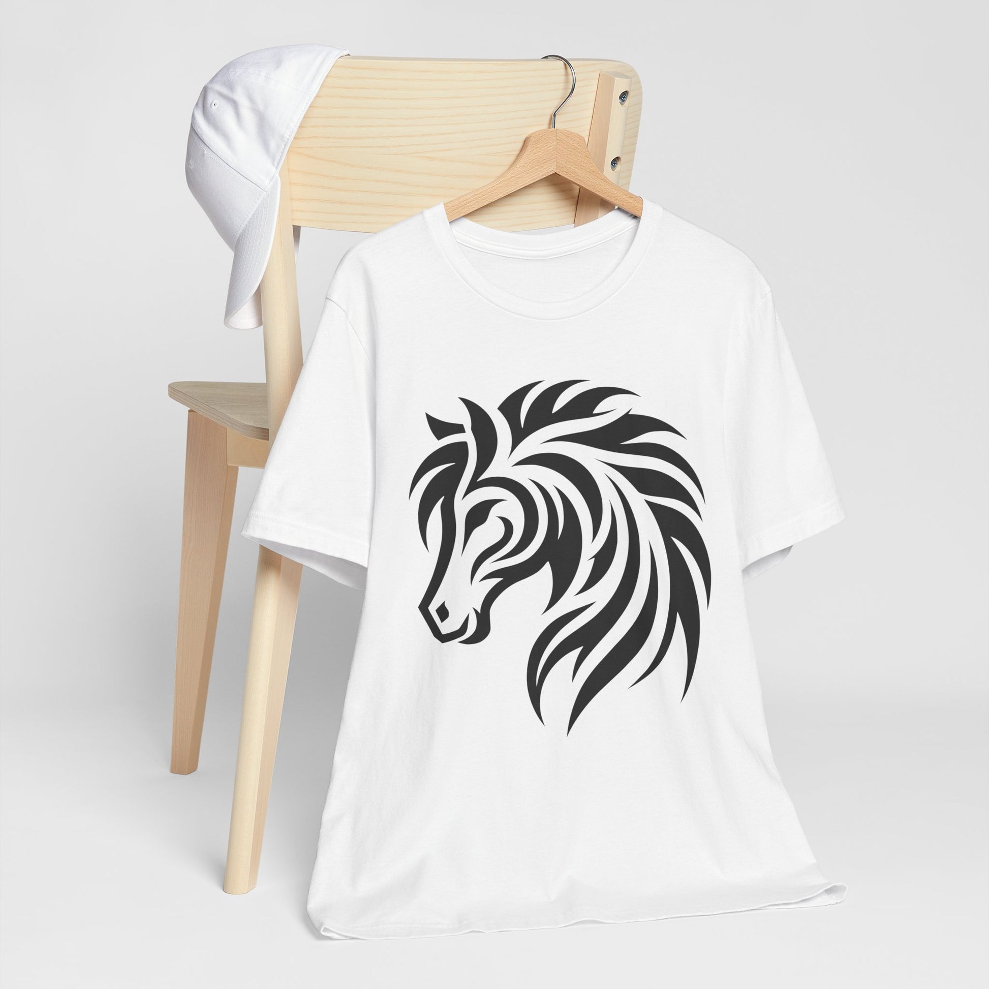 Tribal Horse Graphic Tee – Bold Mustang Silhouette on Hot Pink T-Shirt