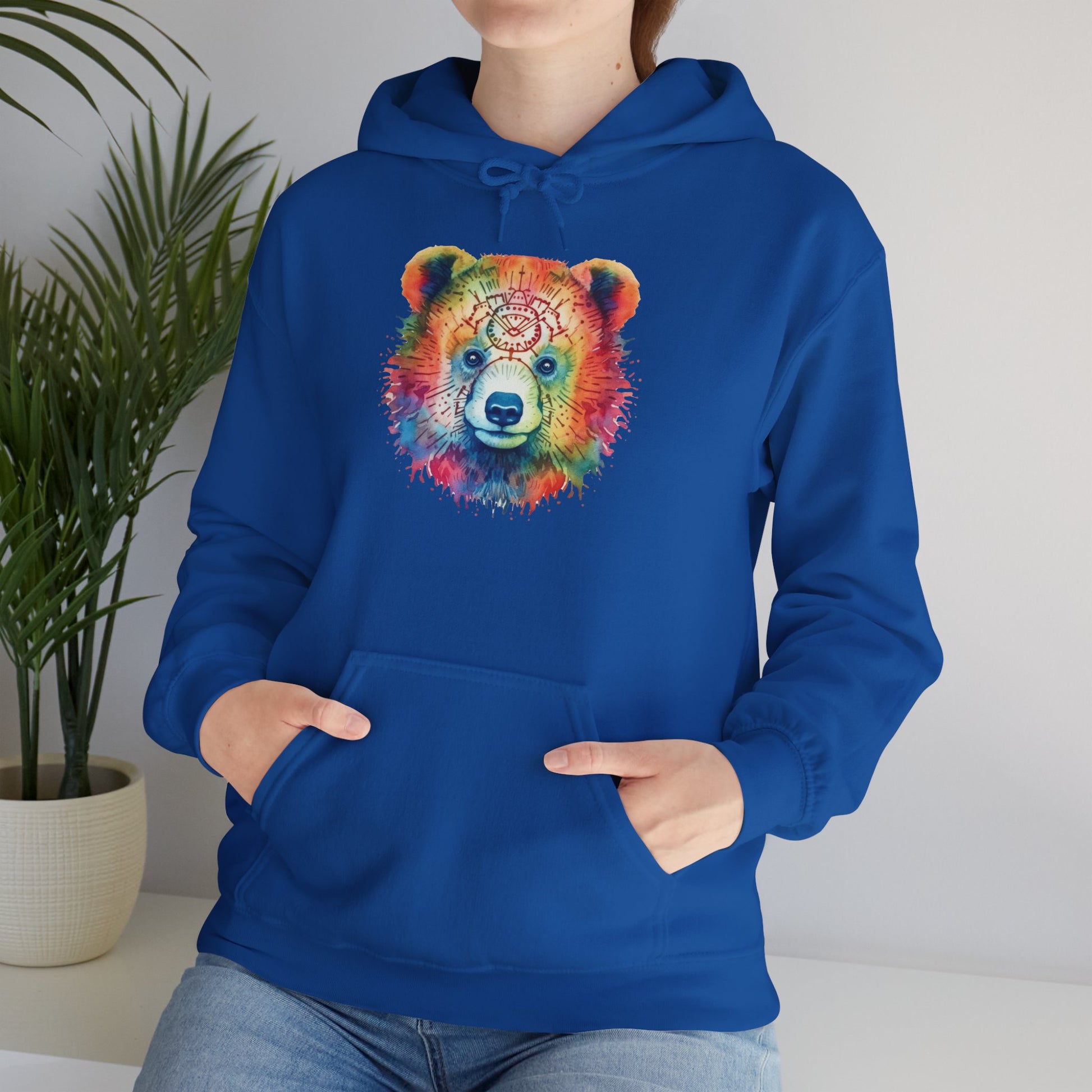 Psychedelic Bear Hoodie – Colorful Mandala Animal Sweatshirt for Artistic, Free-Spirited Style