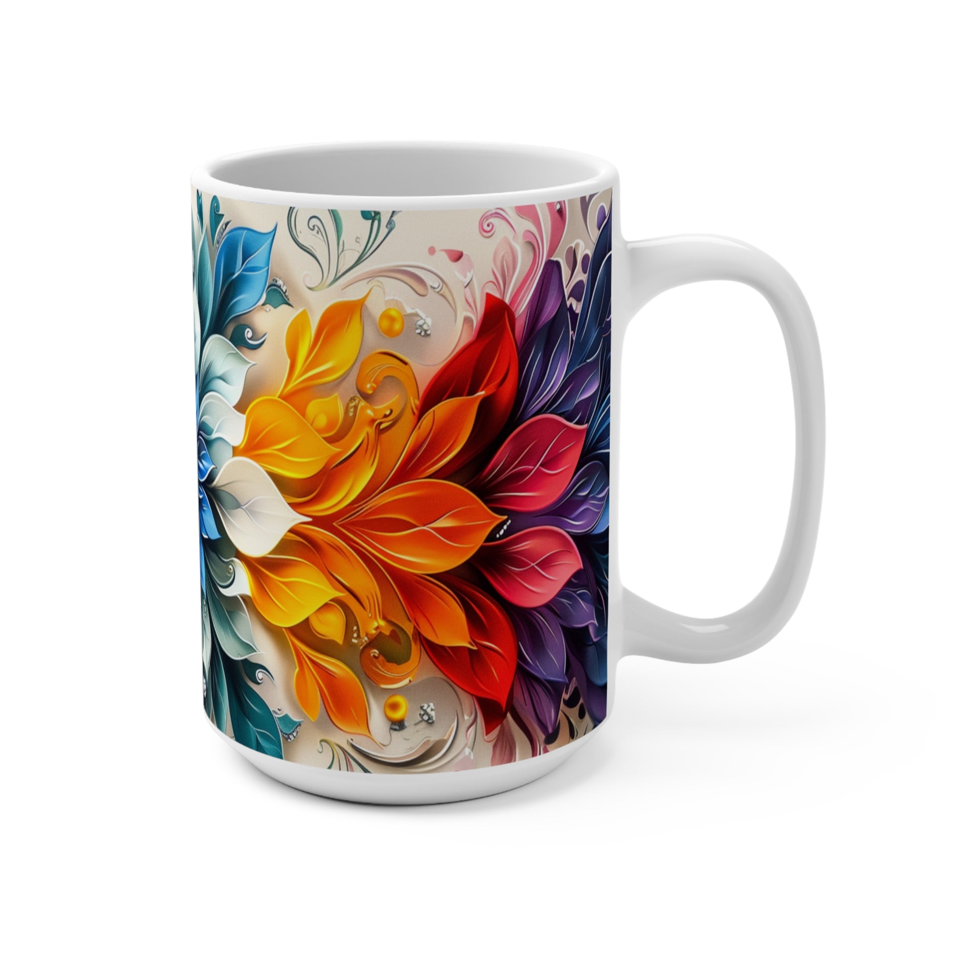 Vibrant Abstract Floral Art Mug – Colorful Modern Coffee Cup