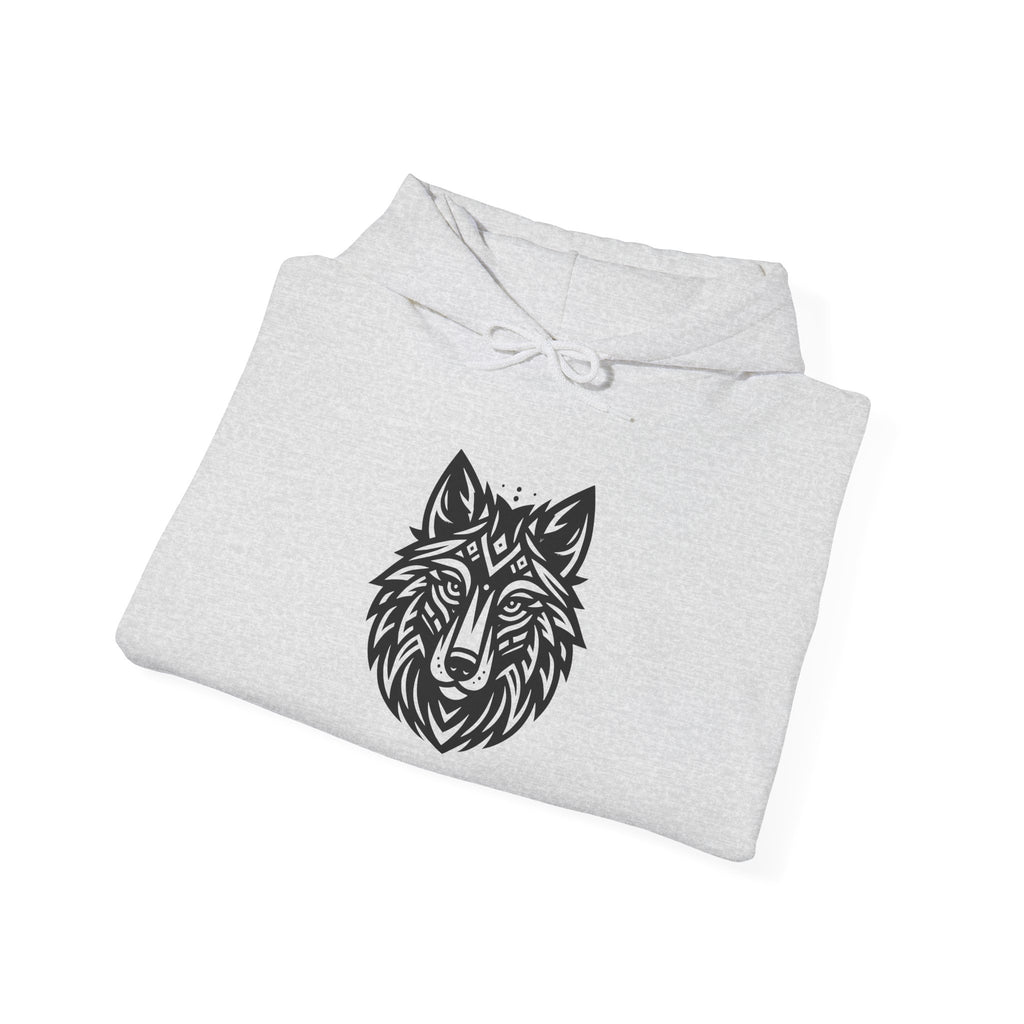 Tribal Wolf Hoodie – Spirit of the Wild in Bold Black Design