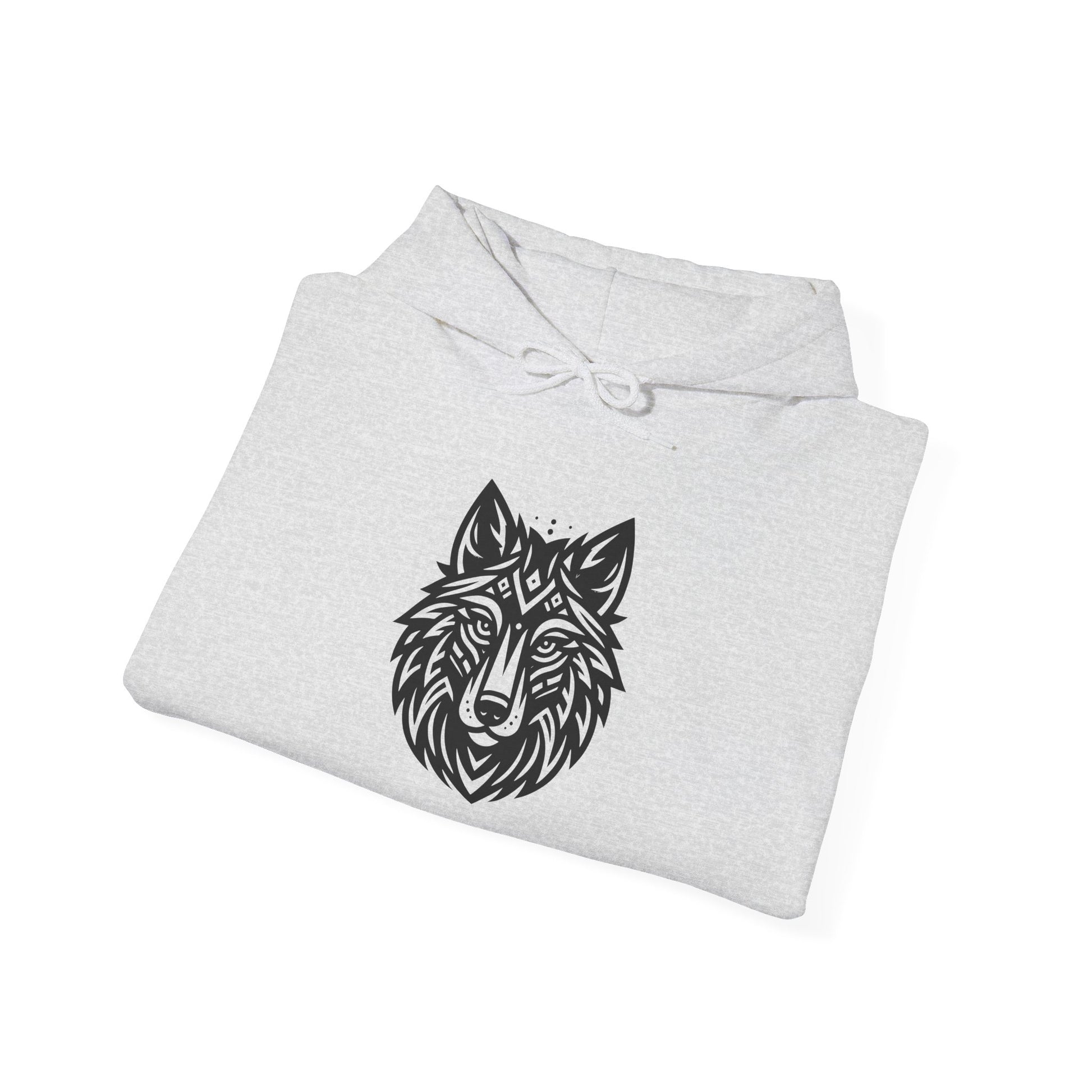 Tribal Wolf Hoodie – Spirit of the Wild in Bold Black Design