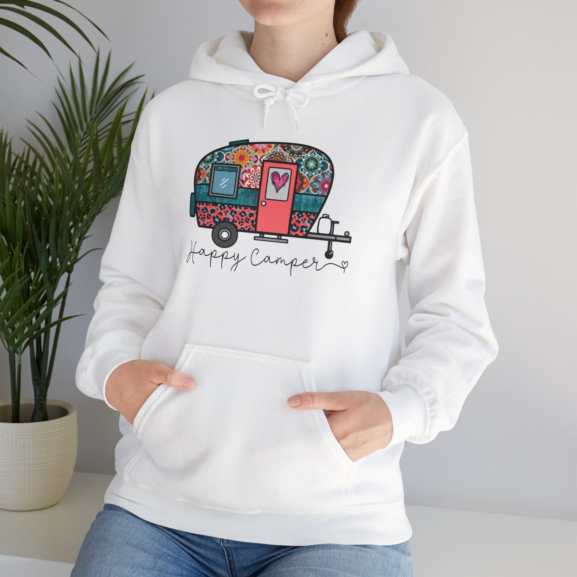 Happy Camper Hoodie – Colorful Vibes for Outdoor Lovers