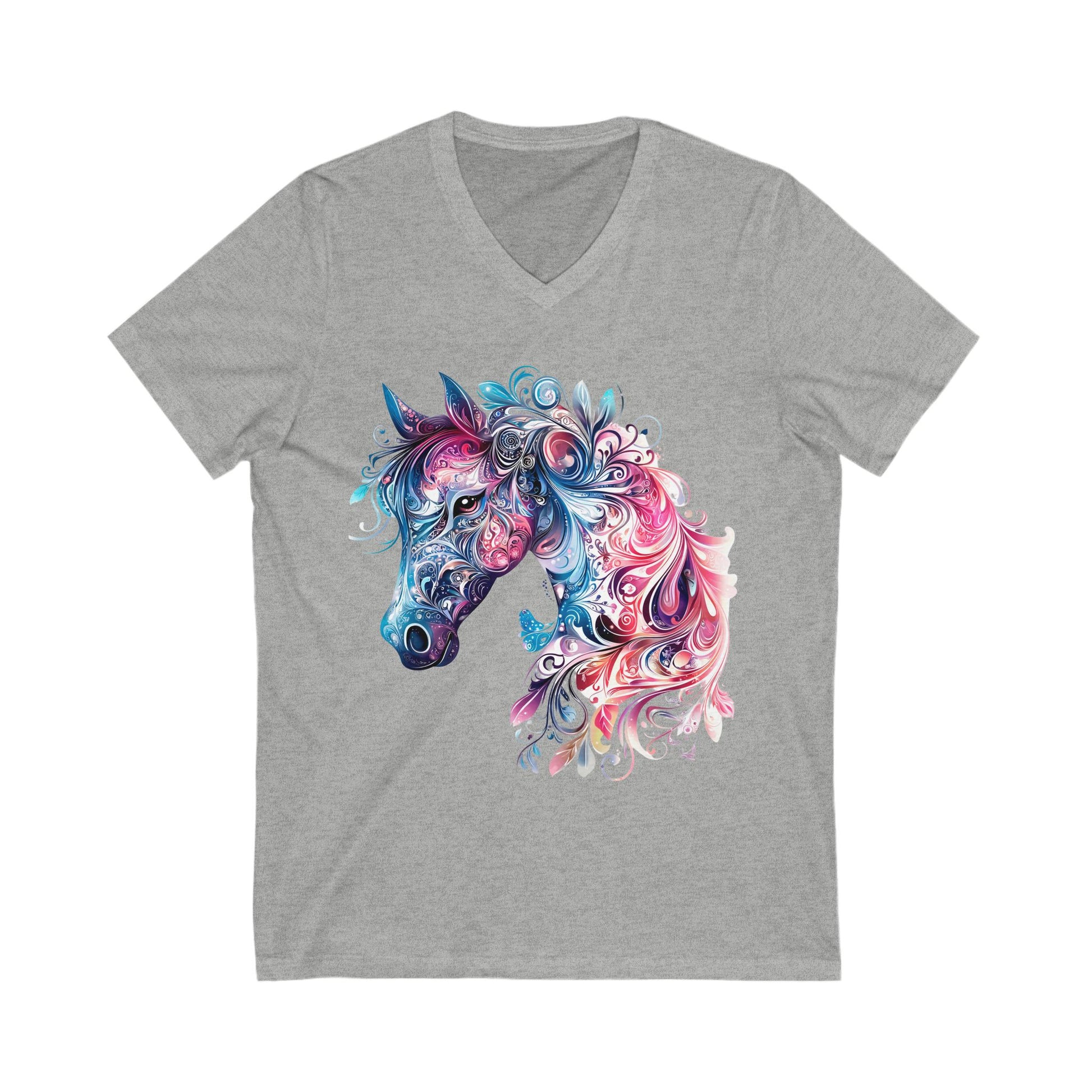 Colorful Horse Design V-Neck Tee