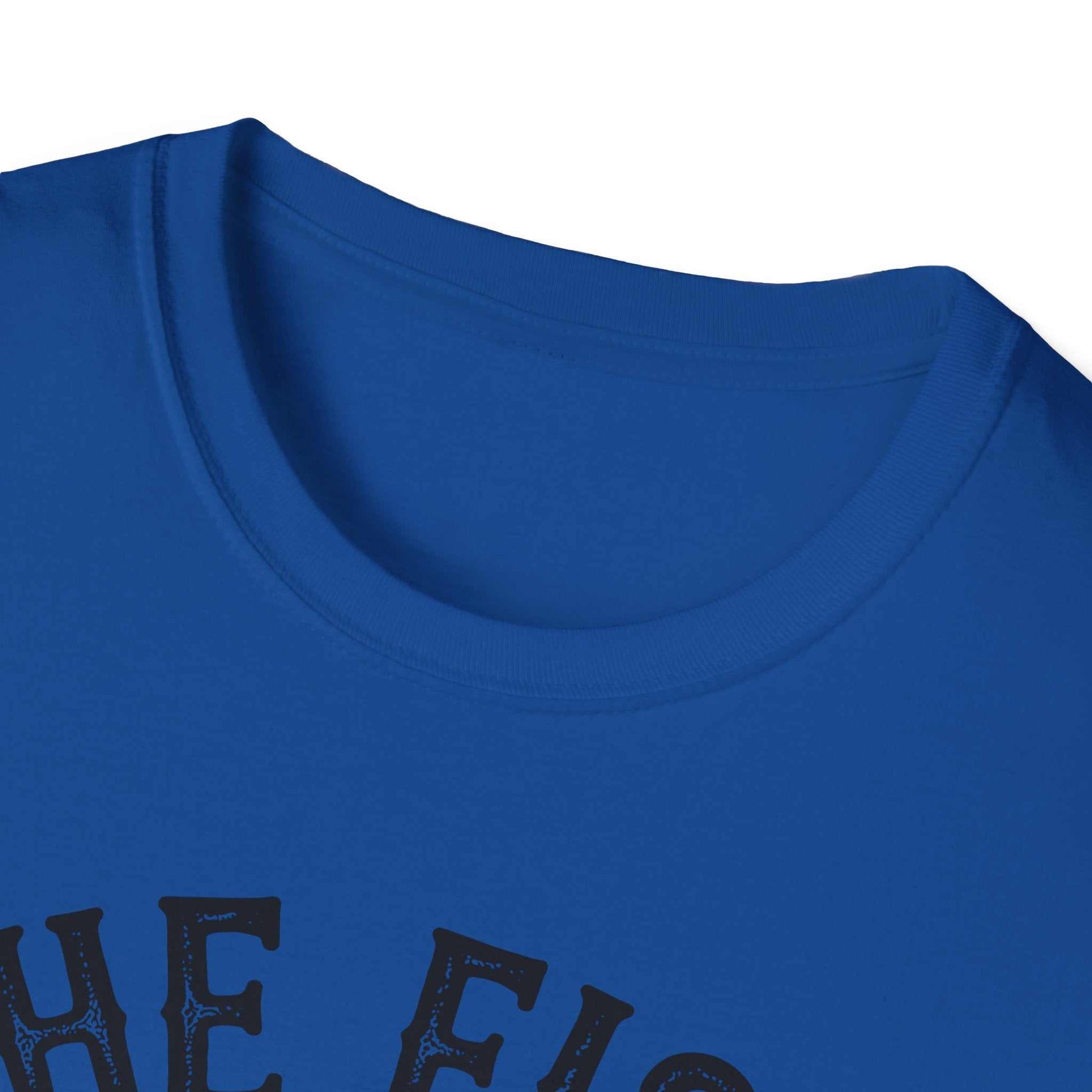 Blue unisex softstyle t-shirt with "The Fish Whisperer" fishing-themed graphic and round neckline.
