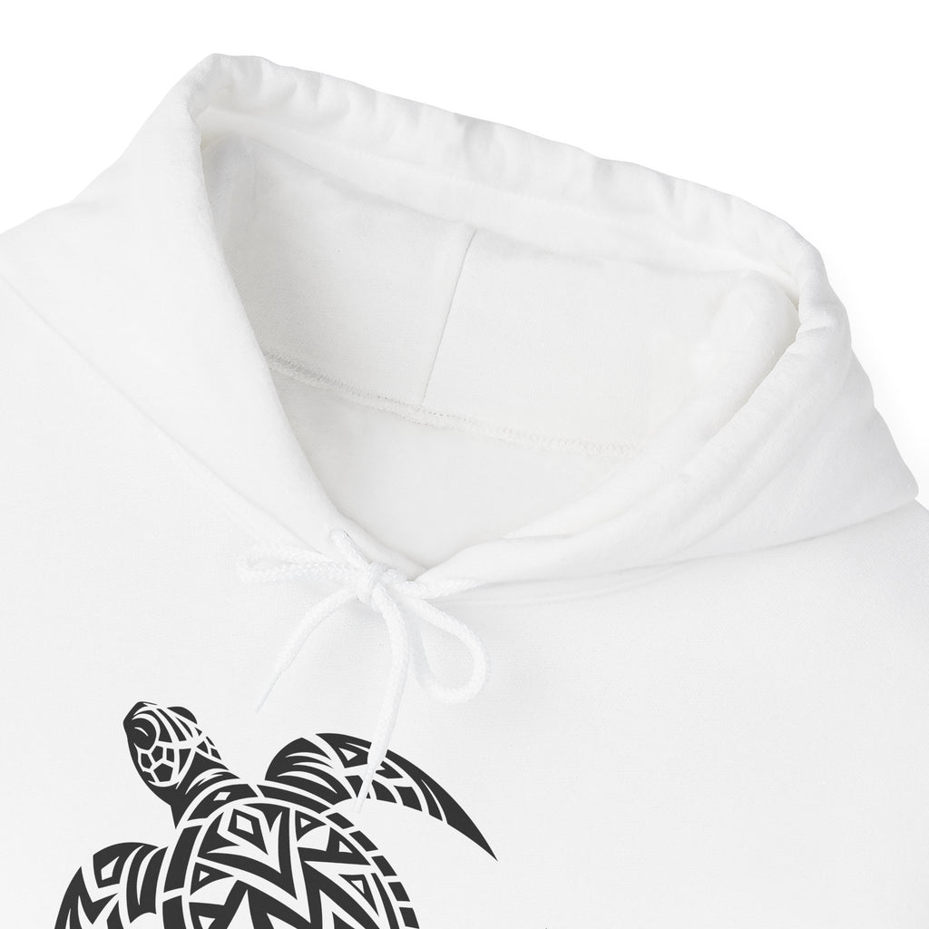 Tribal Sea Turtle Hoodie – Bold Island Spirit on White Pullover