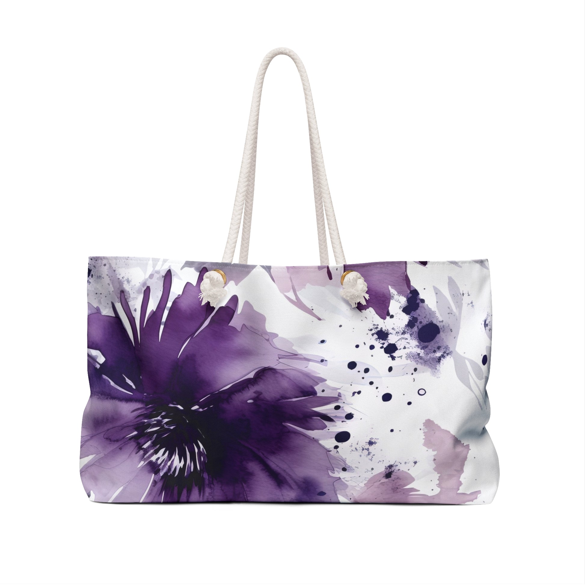 Purple and White Floral Weekender Bag