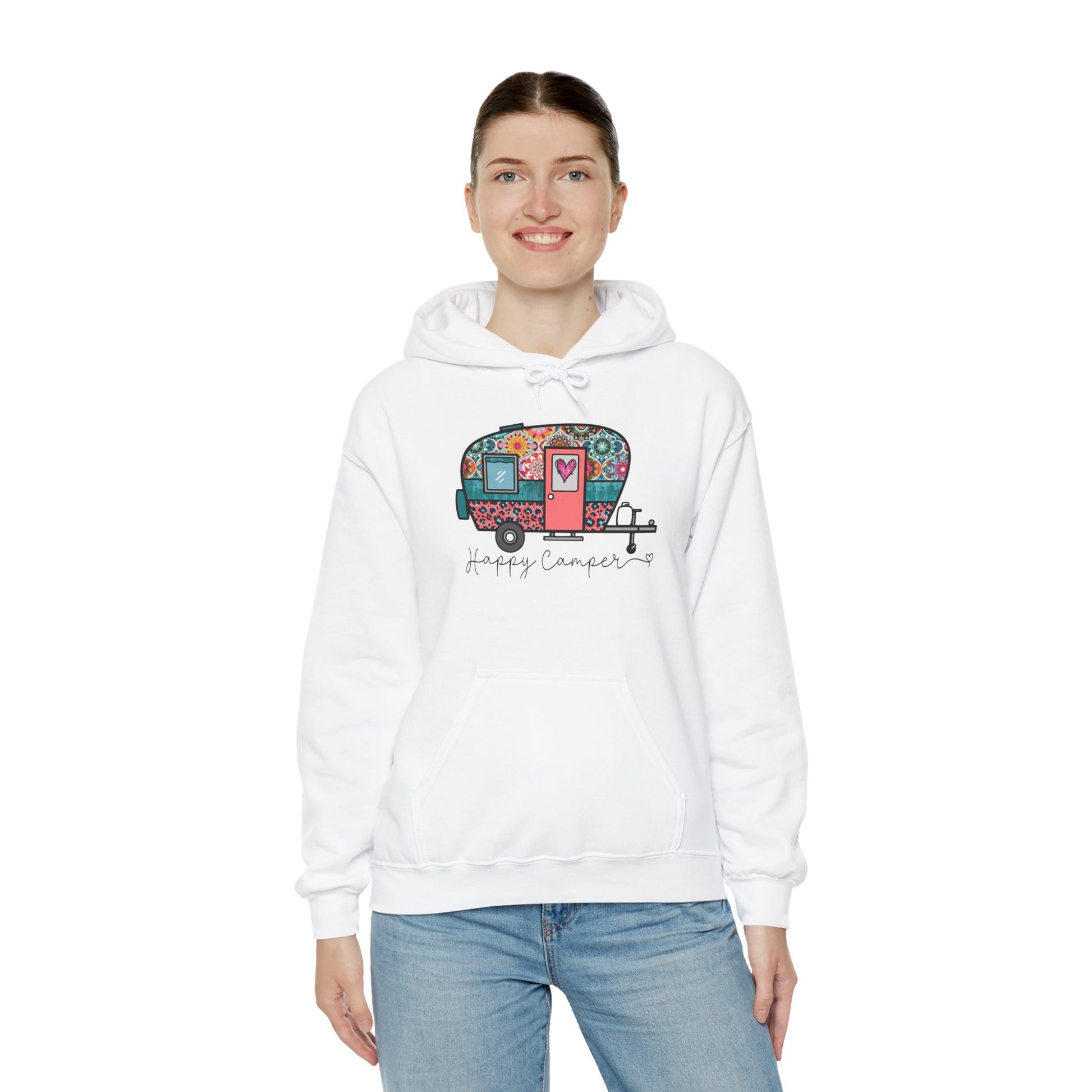 Happy Camper Hoodie – Colorful Vibes for Outdoor Lovers