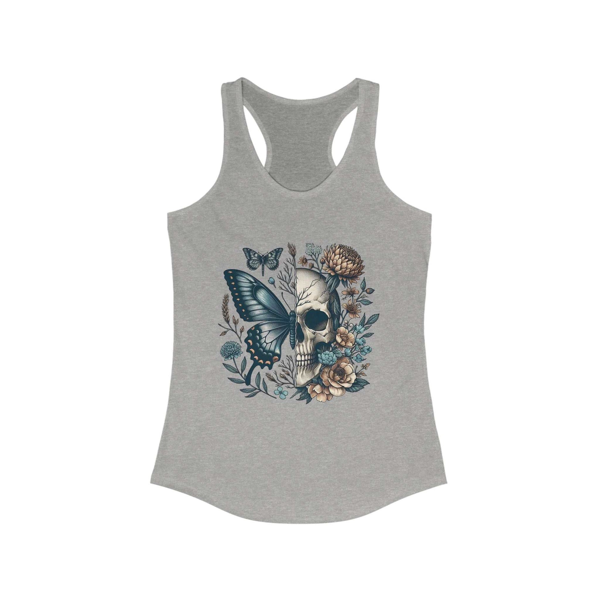 Fierce & Feminine Tank Skull & Butterfly
