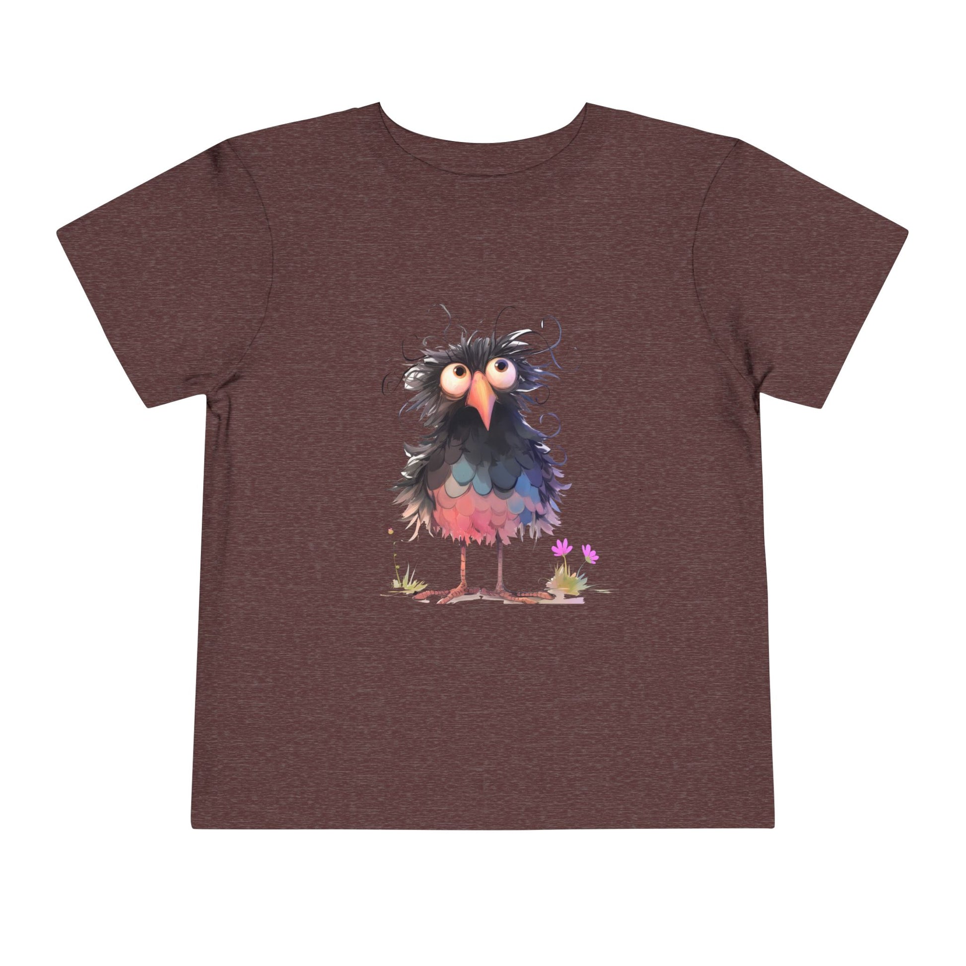 Whimsical Toddler Short Sleeve Tee with Adorable Cartoon Bird