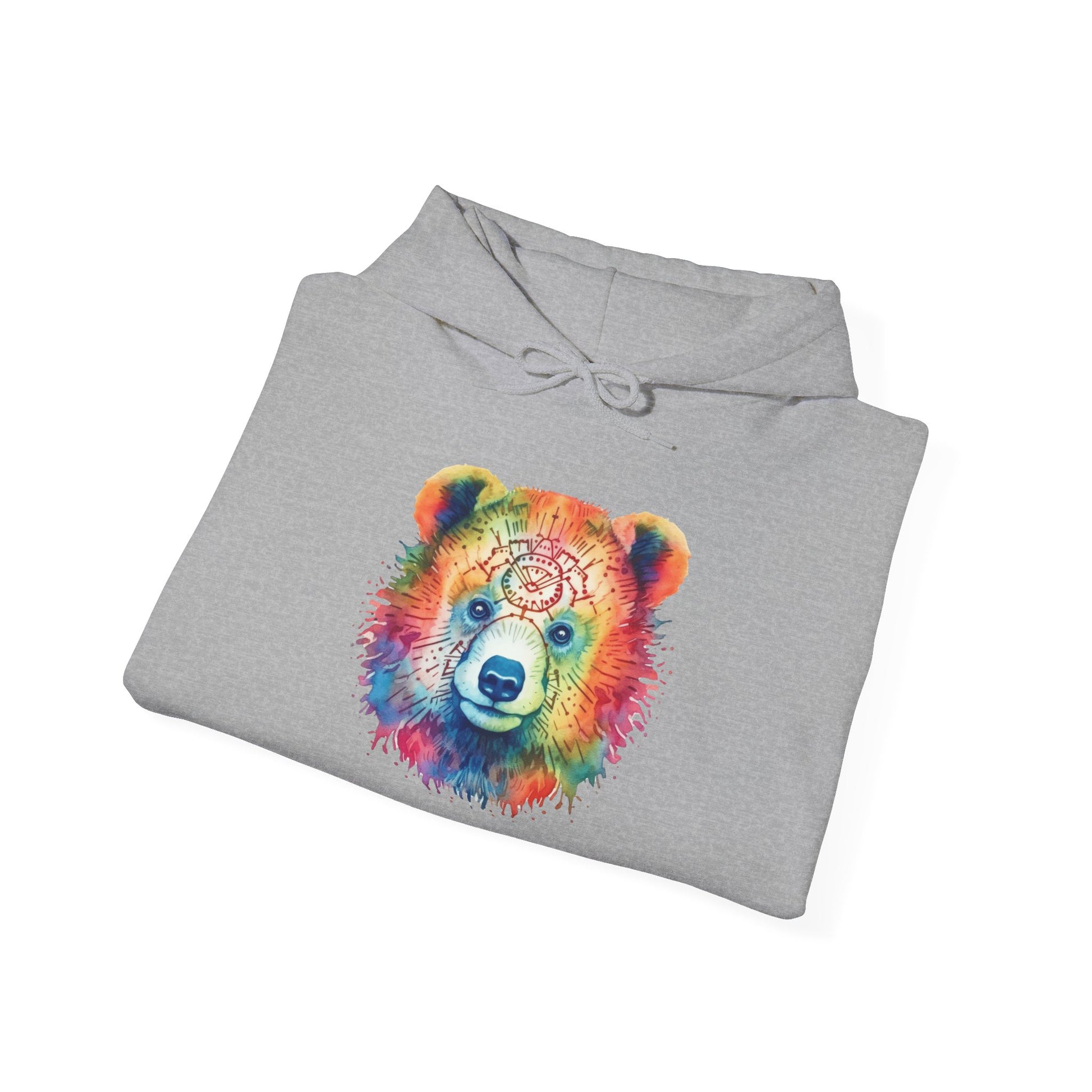 Psychedelic Bear Hoodie – Colorful Mandala Animal Sweatshirt for Artistic, Free-Spirited Style