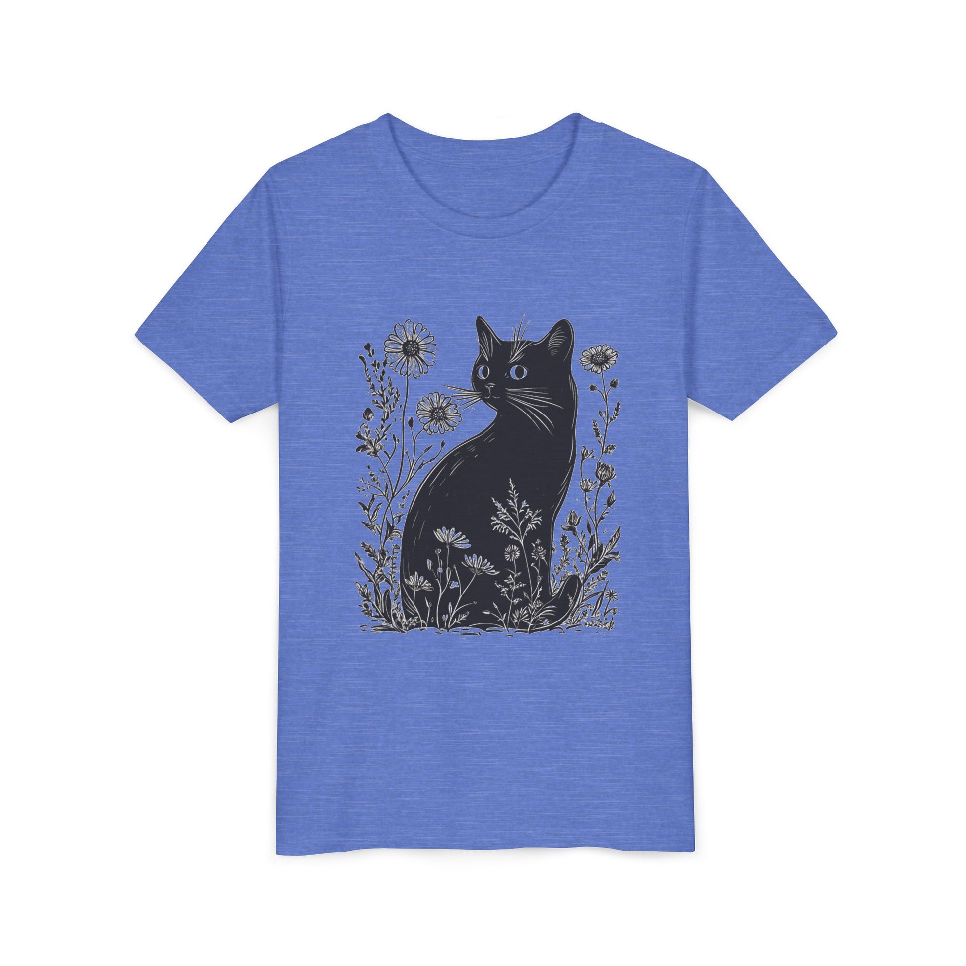 Black Cat Youth Tee, Cute Cat Graphic Shirt