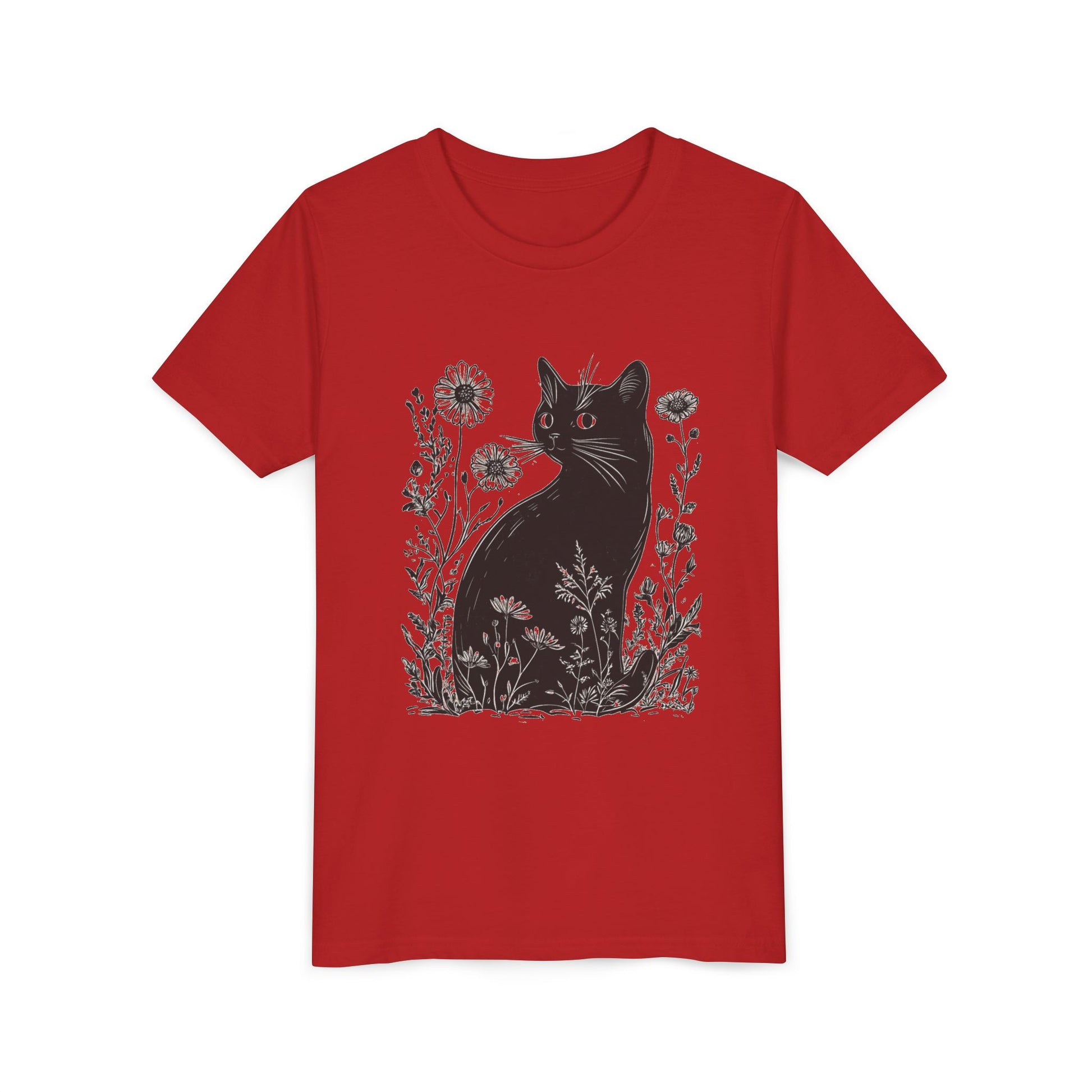 Black Cat Youth Tee, Cute Cat Graphic Shirt