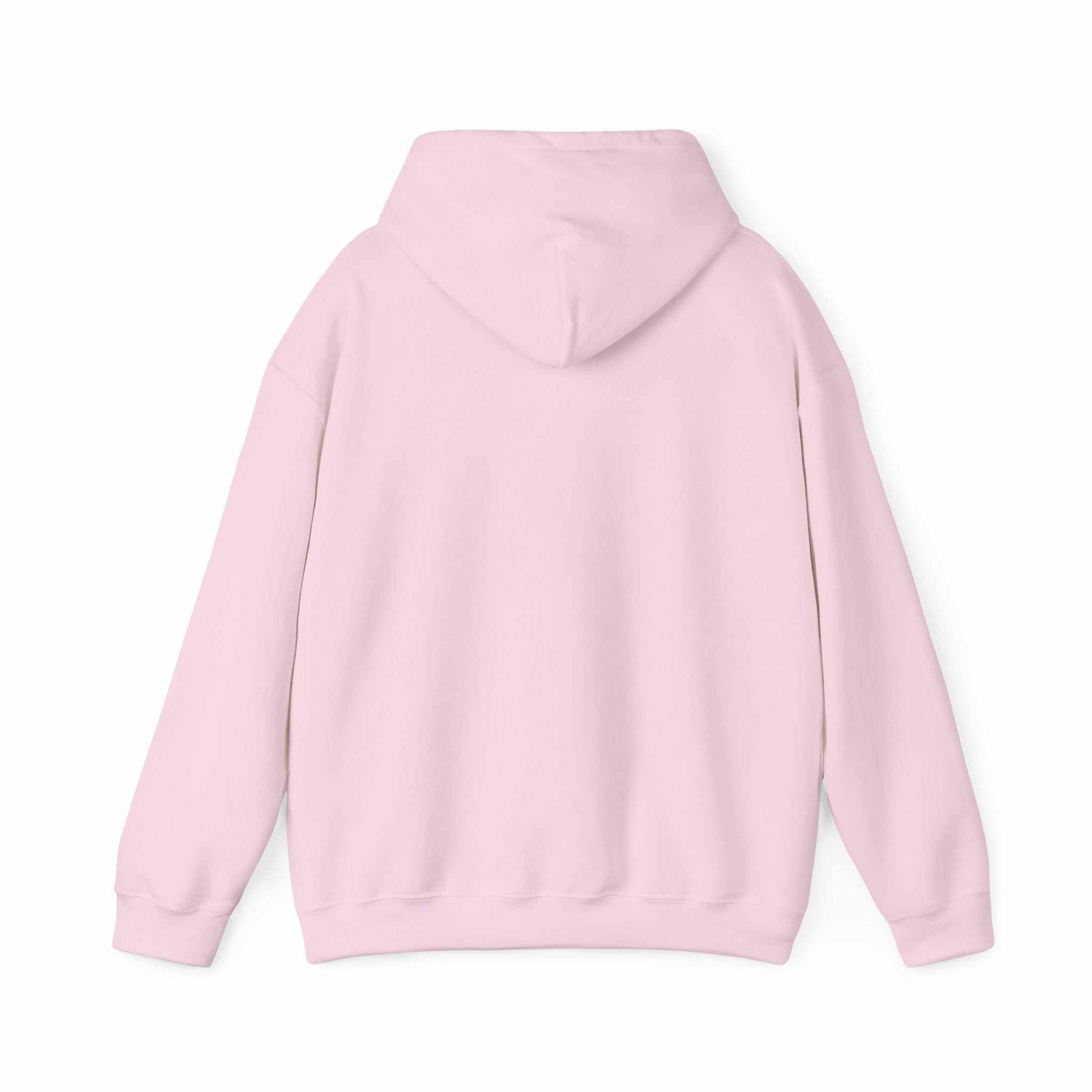 Back view of light pink sunflower quote hoodie with adjustable hood and long sleeves