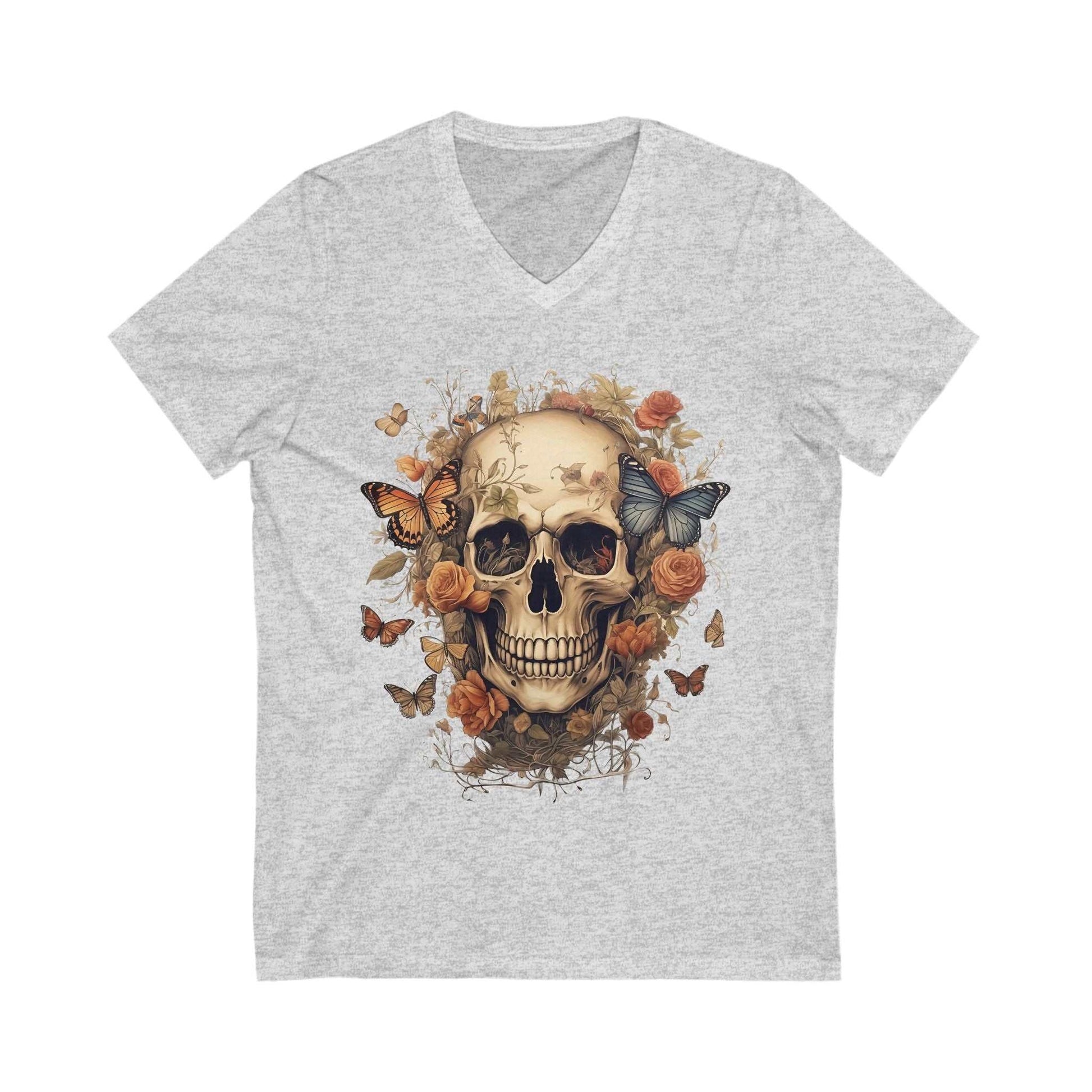 Skull & Flowers V-Neck