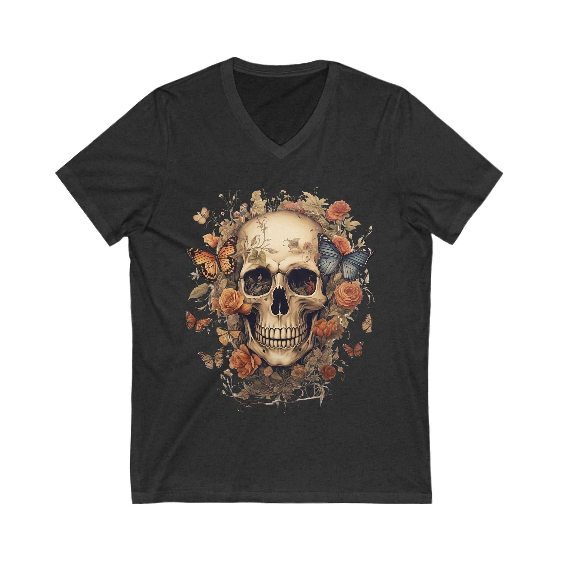 Skull & Flowers V-Neck