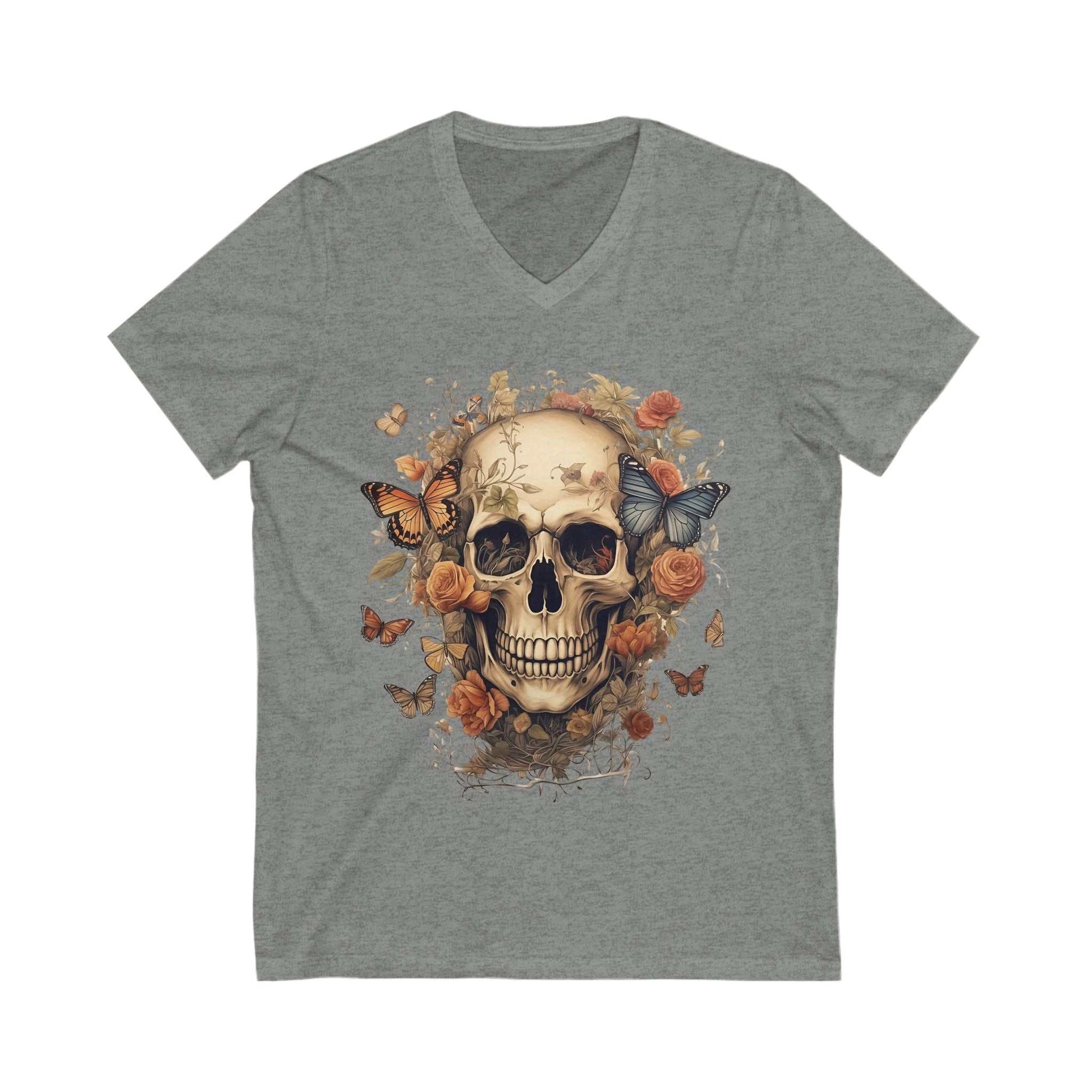 Skull & Flowers V-Neck