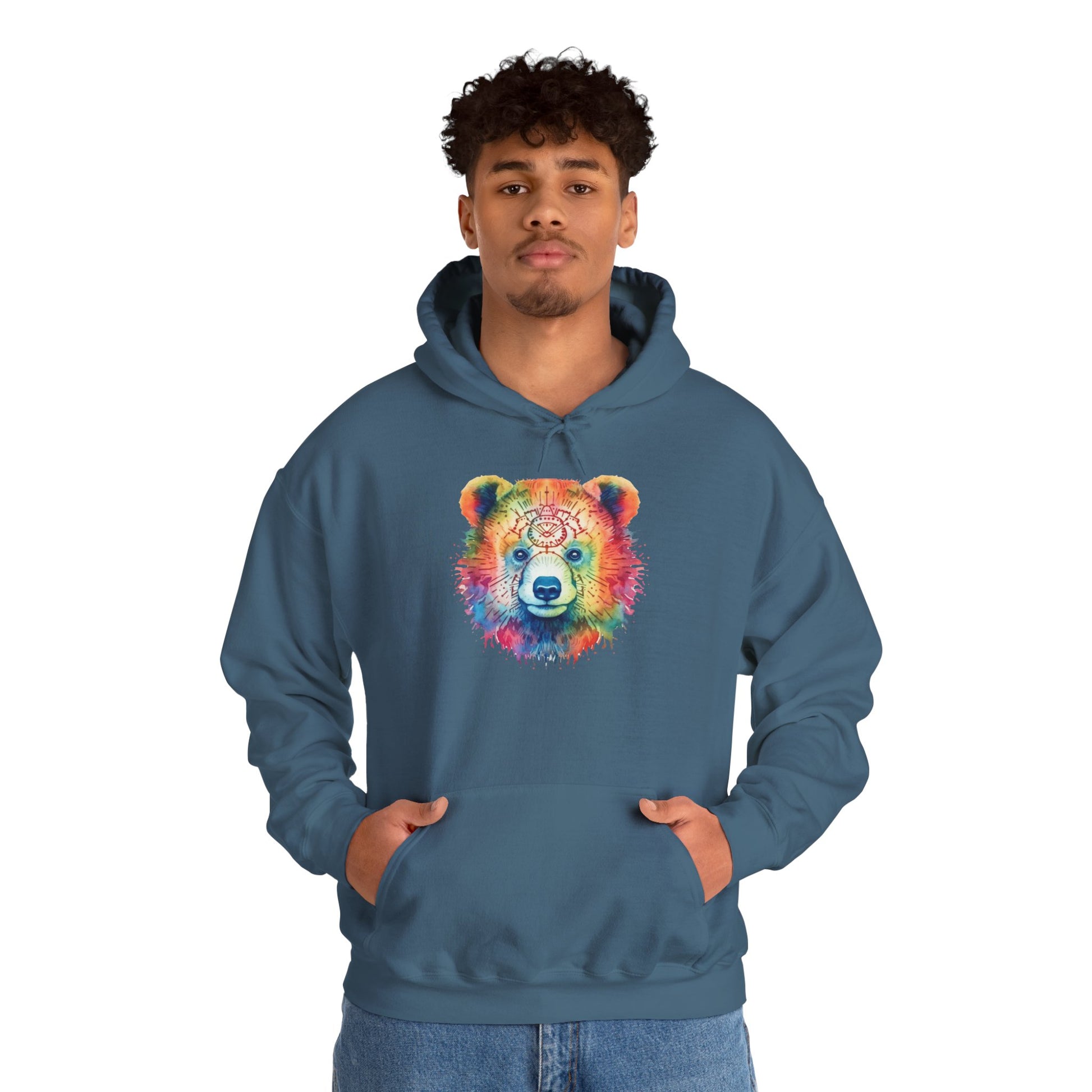 Psychedelic Bear Hoodie – Colorful Mandala Animal Sweatshirt for Artistic, Free-Spirited Style