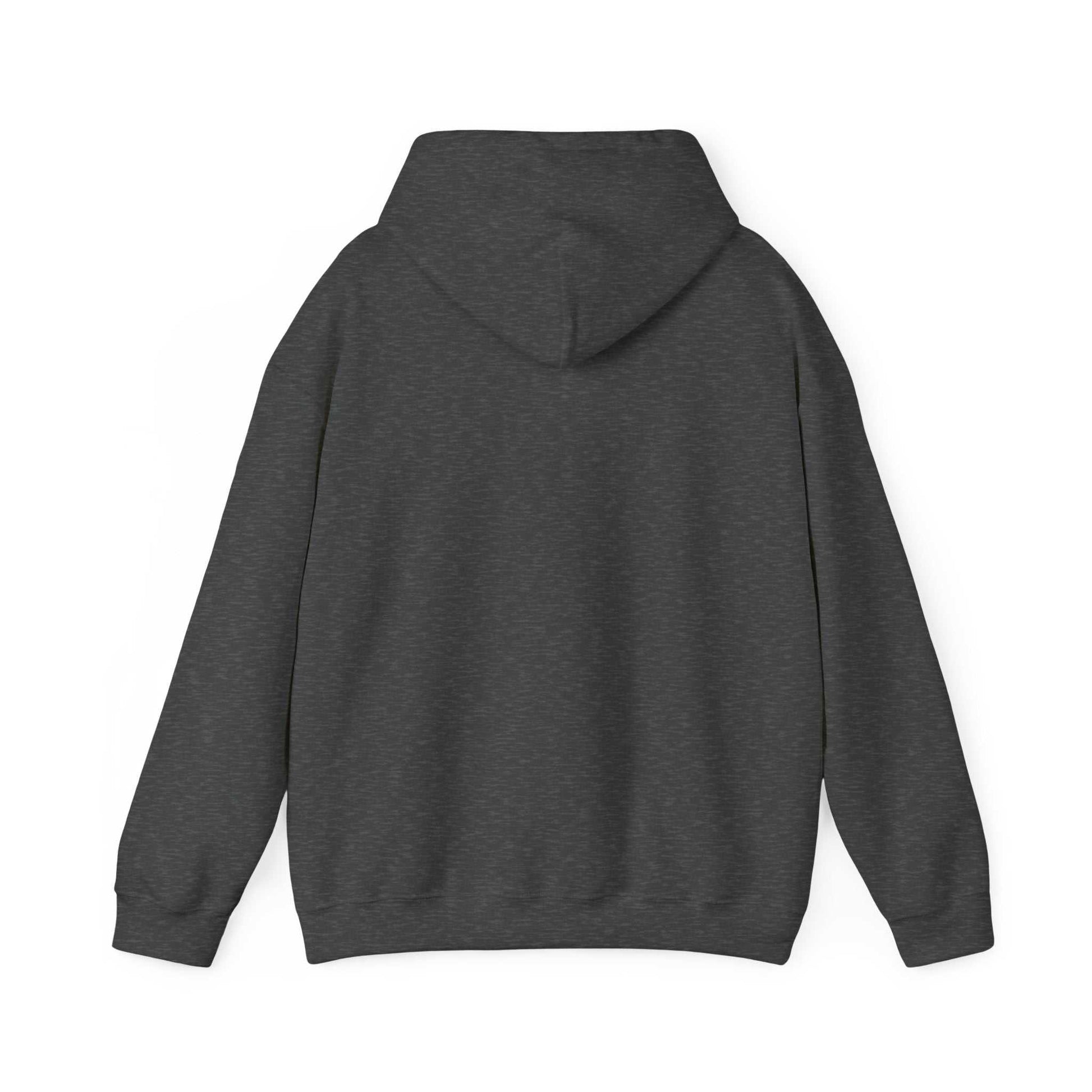 Back view of dark gray Sunflower Quote Hoodie inspirational sweatshirt with hood and long sleeves