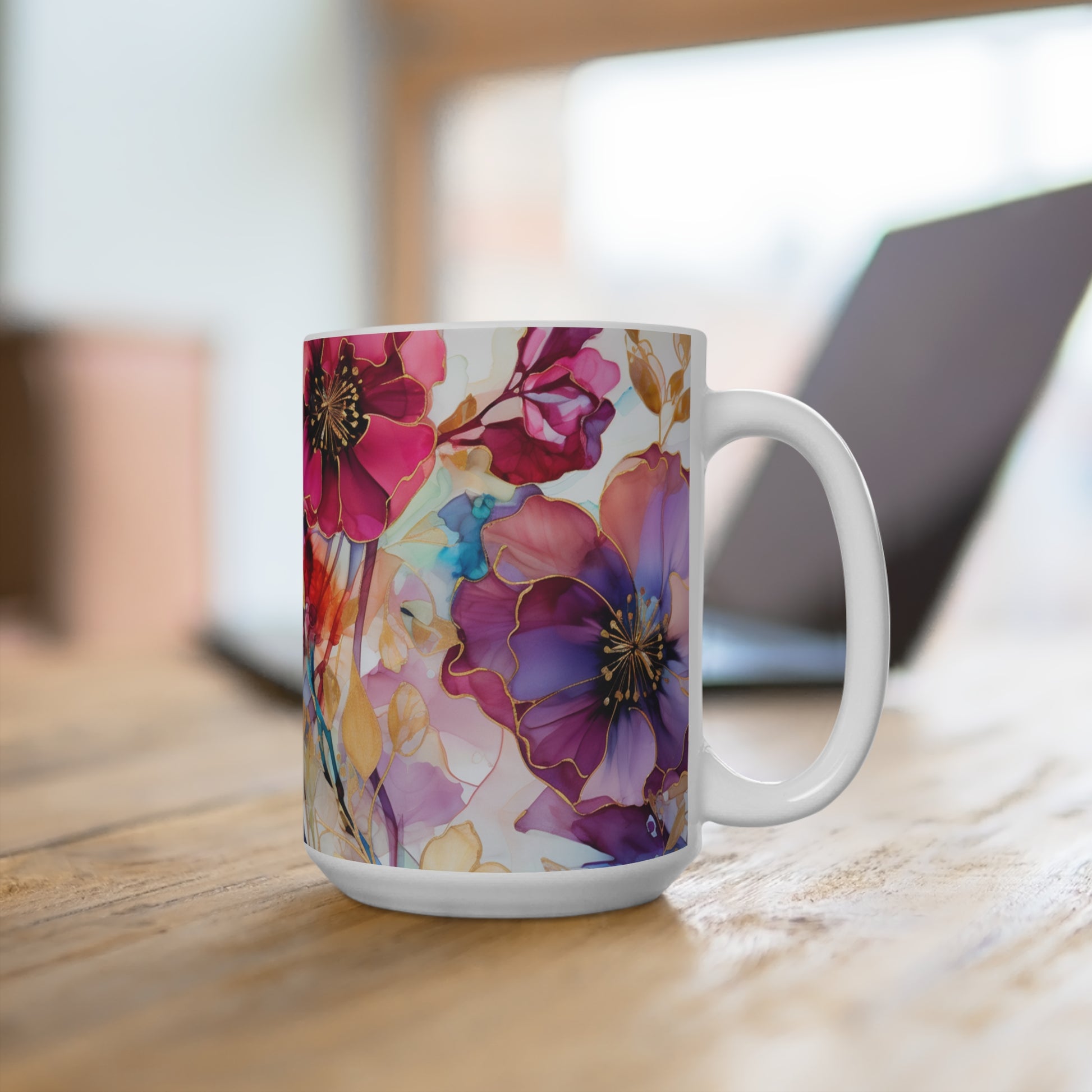 Colorful Watercolor Wildflowers Art Mug