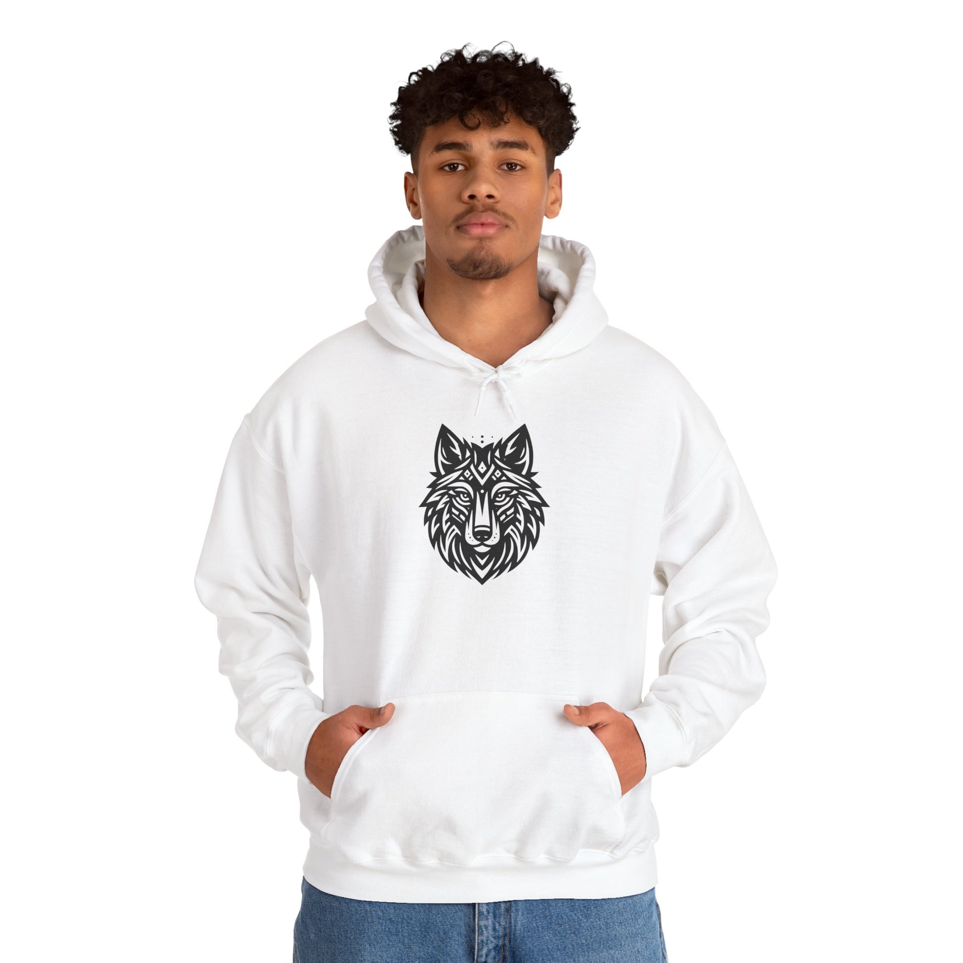 Tribal Wolf Hoodie – Spirit of the Wild in Bold Black Design