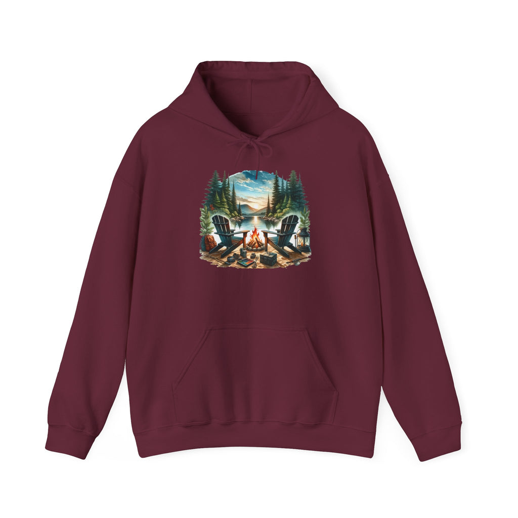 Lakeside Campfire Escape Hoodie – Cozy Outdoor Adventure Vibes