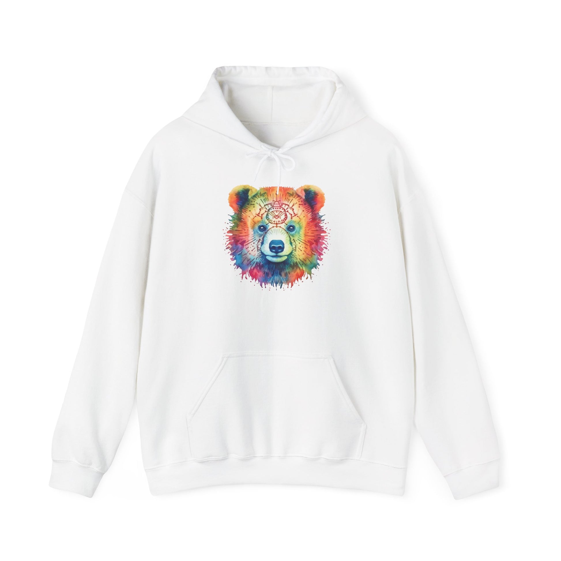 Psychedelic Bear Hoodie – Colorful Mandala Animal Sweatshirt for Artistic, Free-Spirited Style