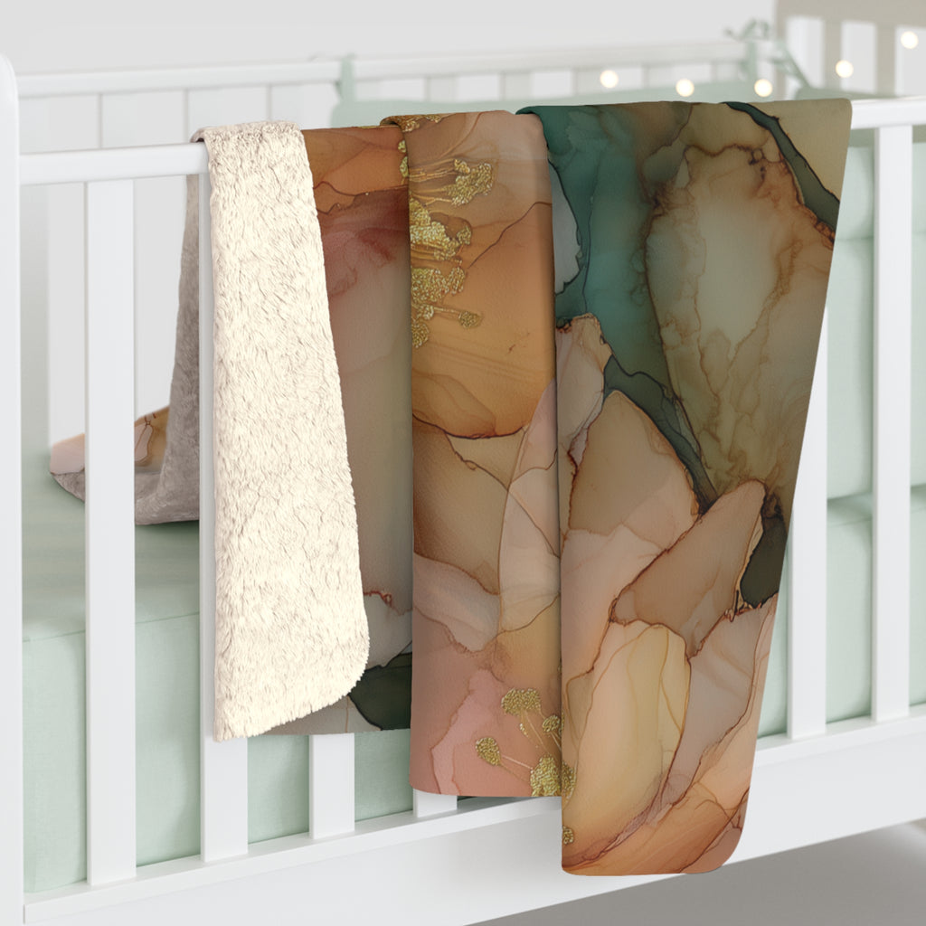 Champagne Camellias Sherpa Fleece Blanket