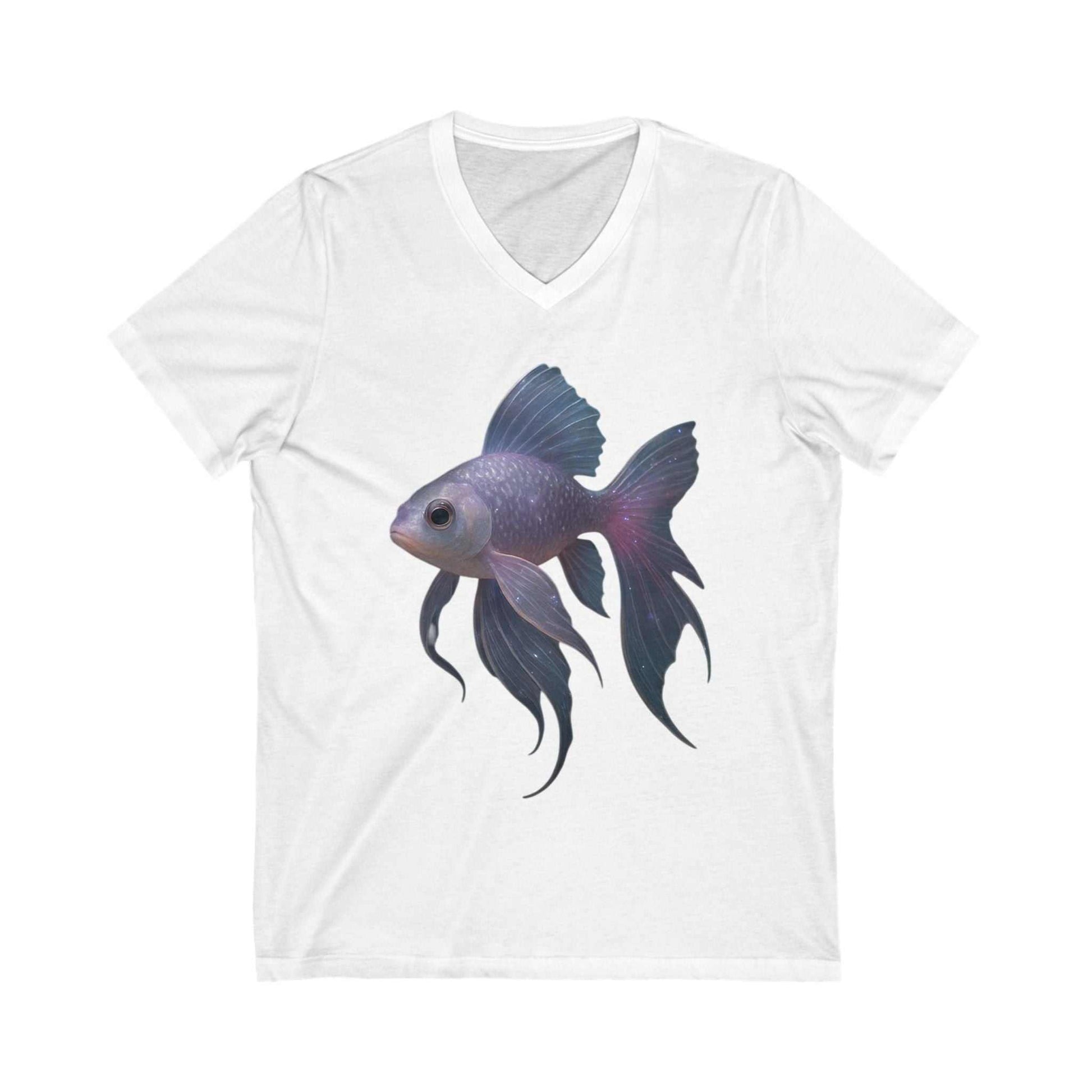 Magical Purple Blue Fish V-Neck Tee