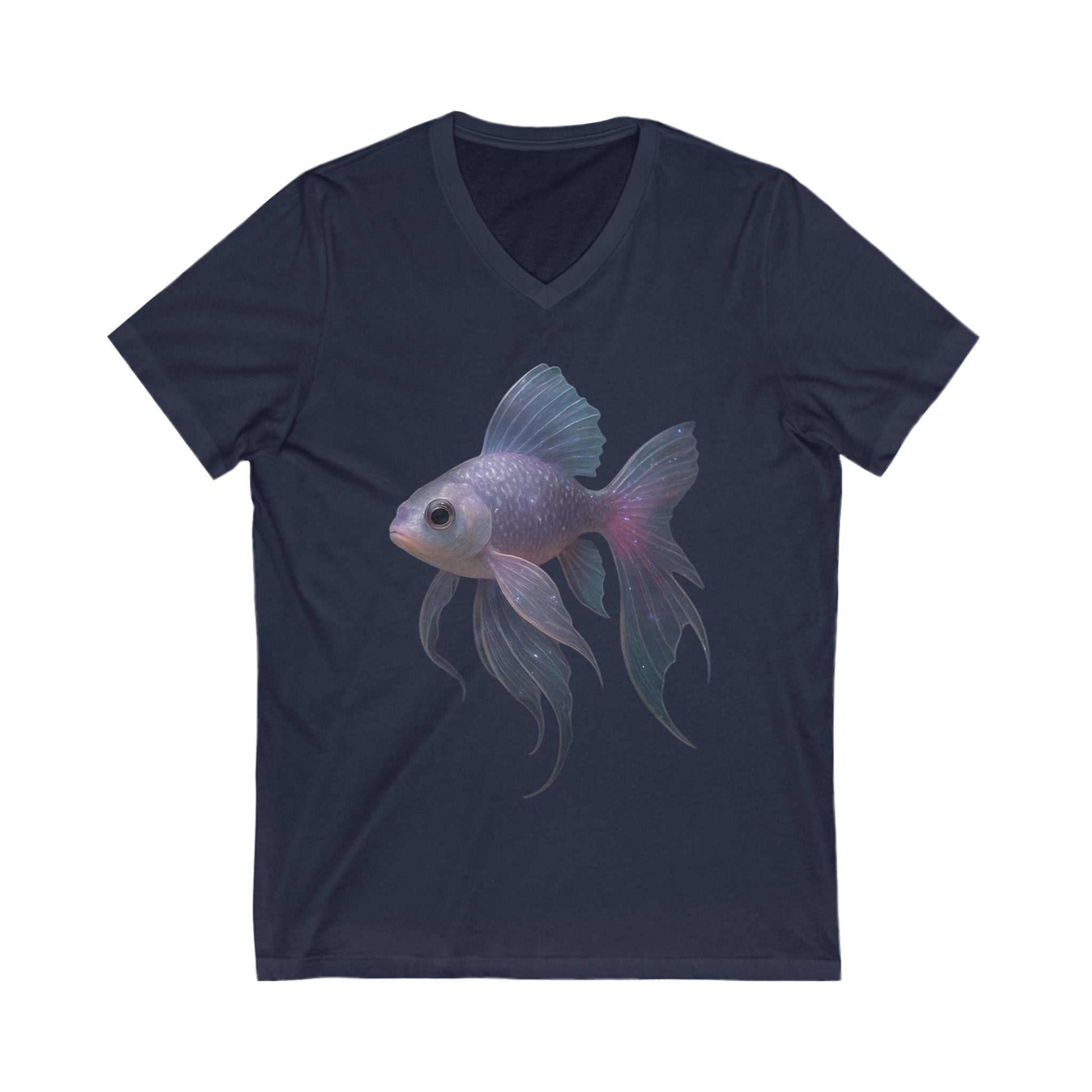 Magical Purple Blue Fish V-Neck Tee