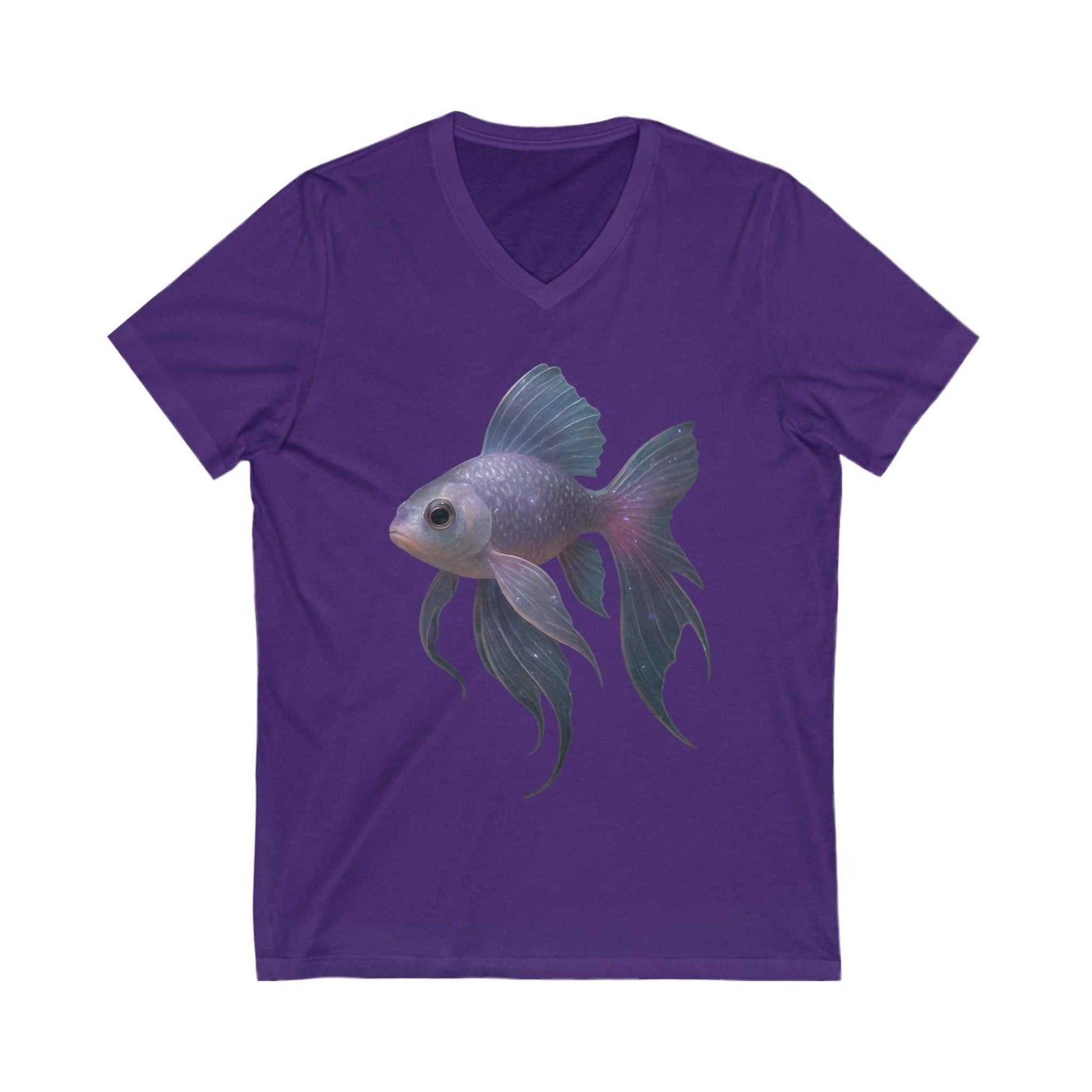Magical Purple Blue Fish V-Neck Tee
