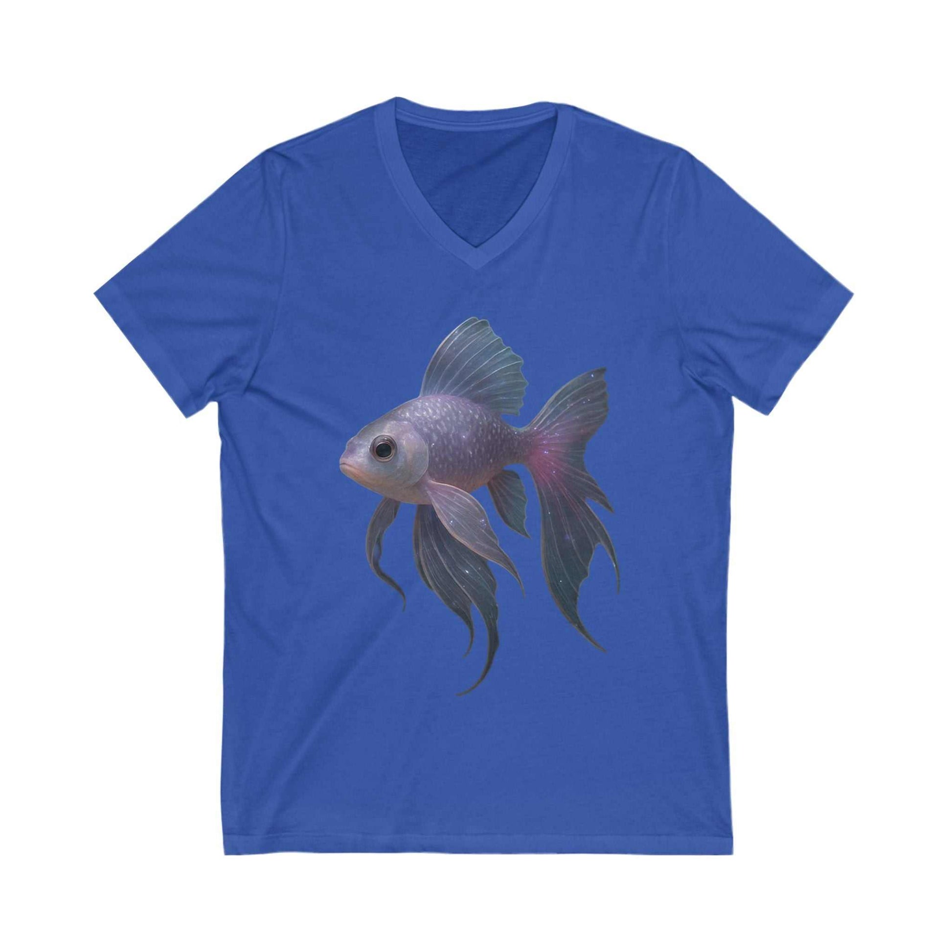 Magical Purple Blue Fish V-Neck Tee