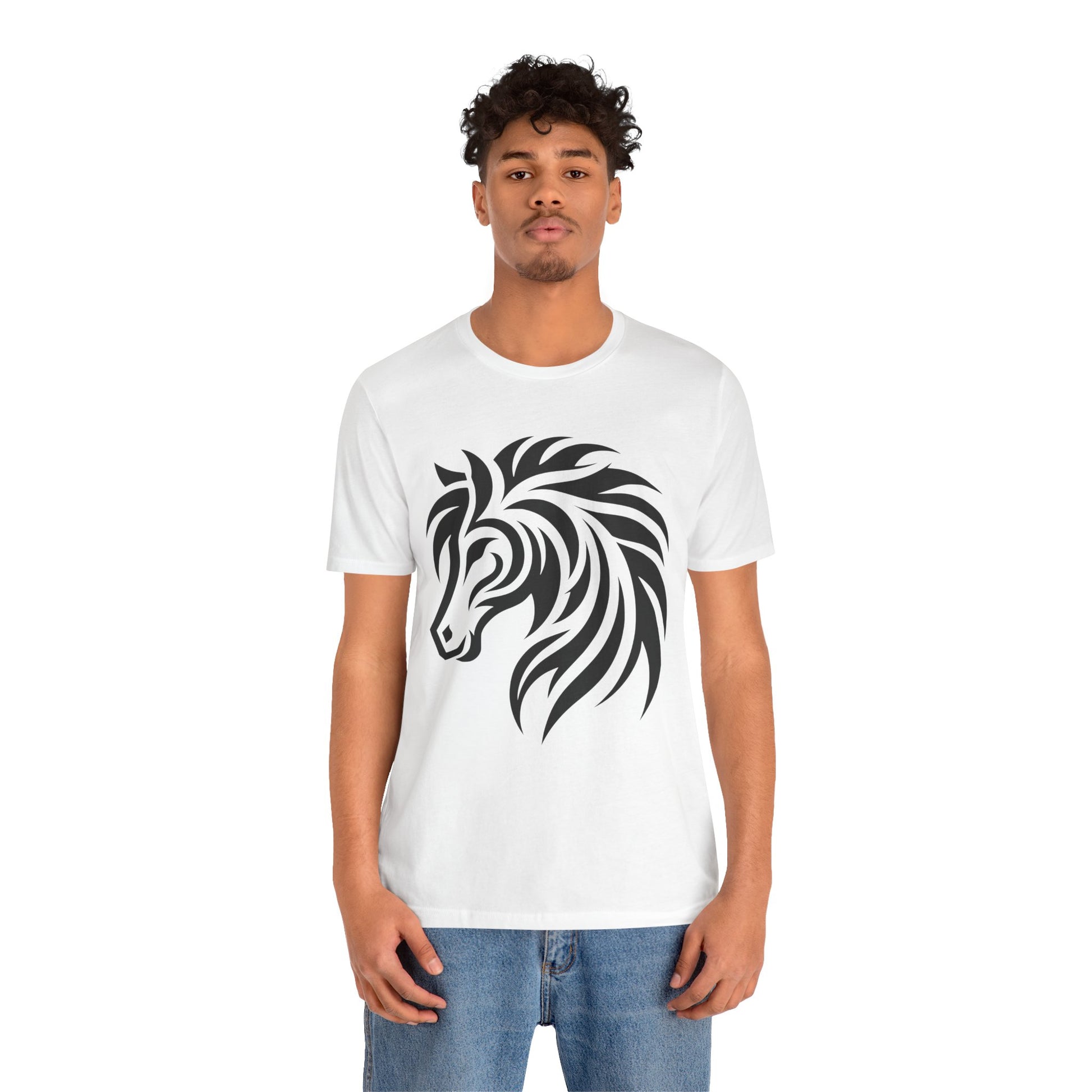 Tribal Horse Graphic Tee – Bold Mustang Silhouette on Hot Pink T-Shirt