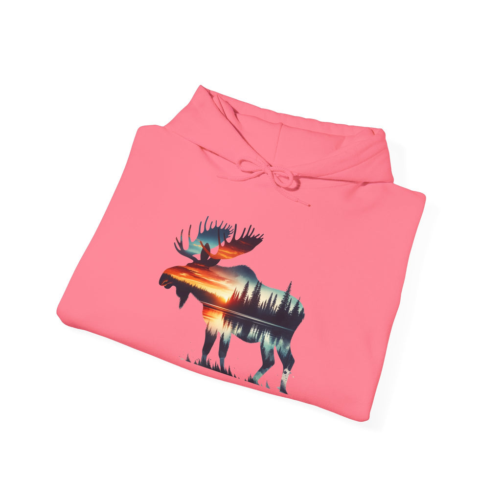 Sunset Wilderness Moose Hoodie – Nature’s Silhouette Adventure Wear