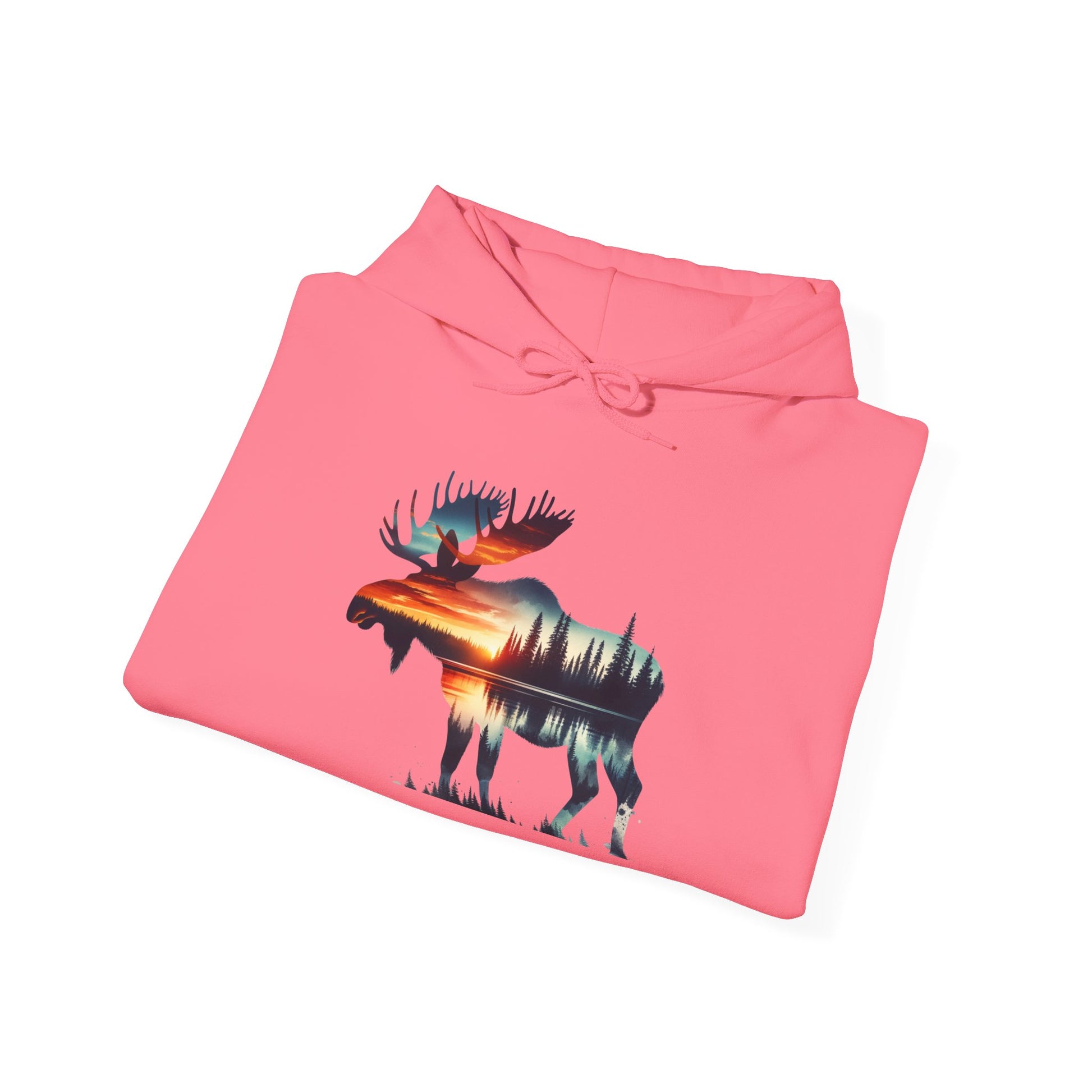 Sunset Wilderness Moose Hoodie – Nature’s Silhouette Adventure Wear