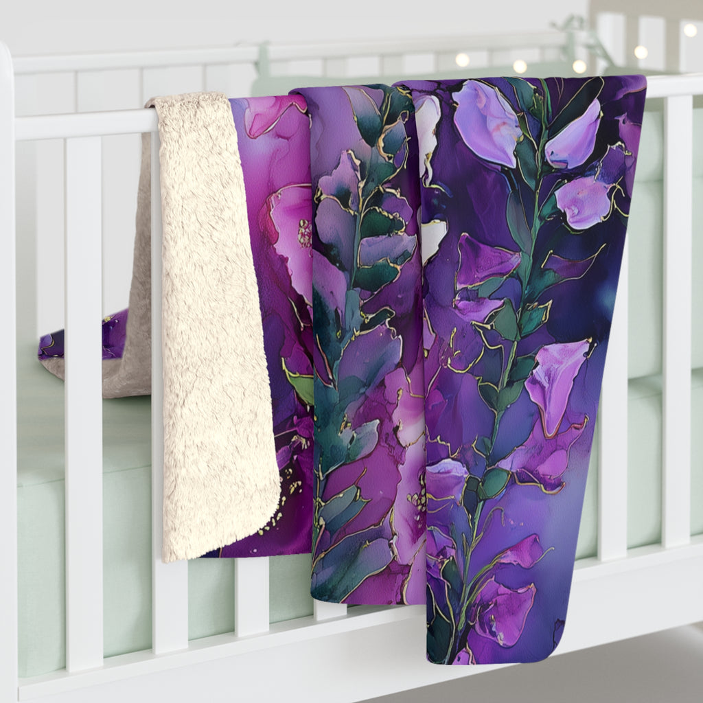 Violet Foxglove Sherpa Fleece Blanket