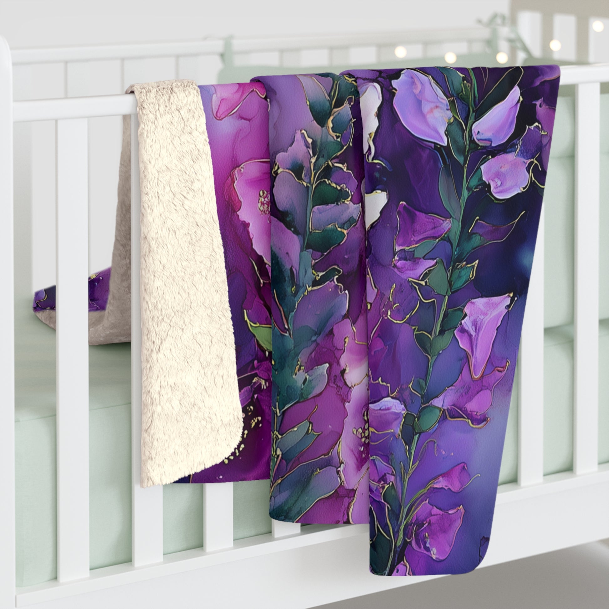 Violet Foxglove Sherpa Fleece Blanket