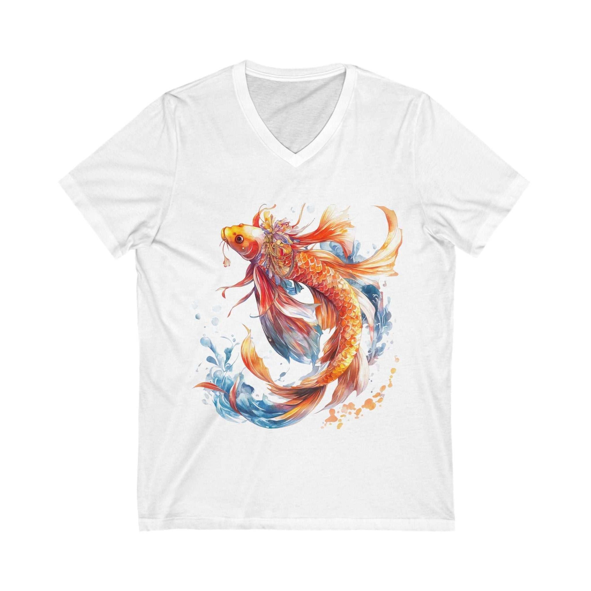 Koi Fish Shirt - Stylish Comfort with V-Neck Design | Bella+Canvas
