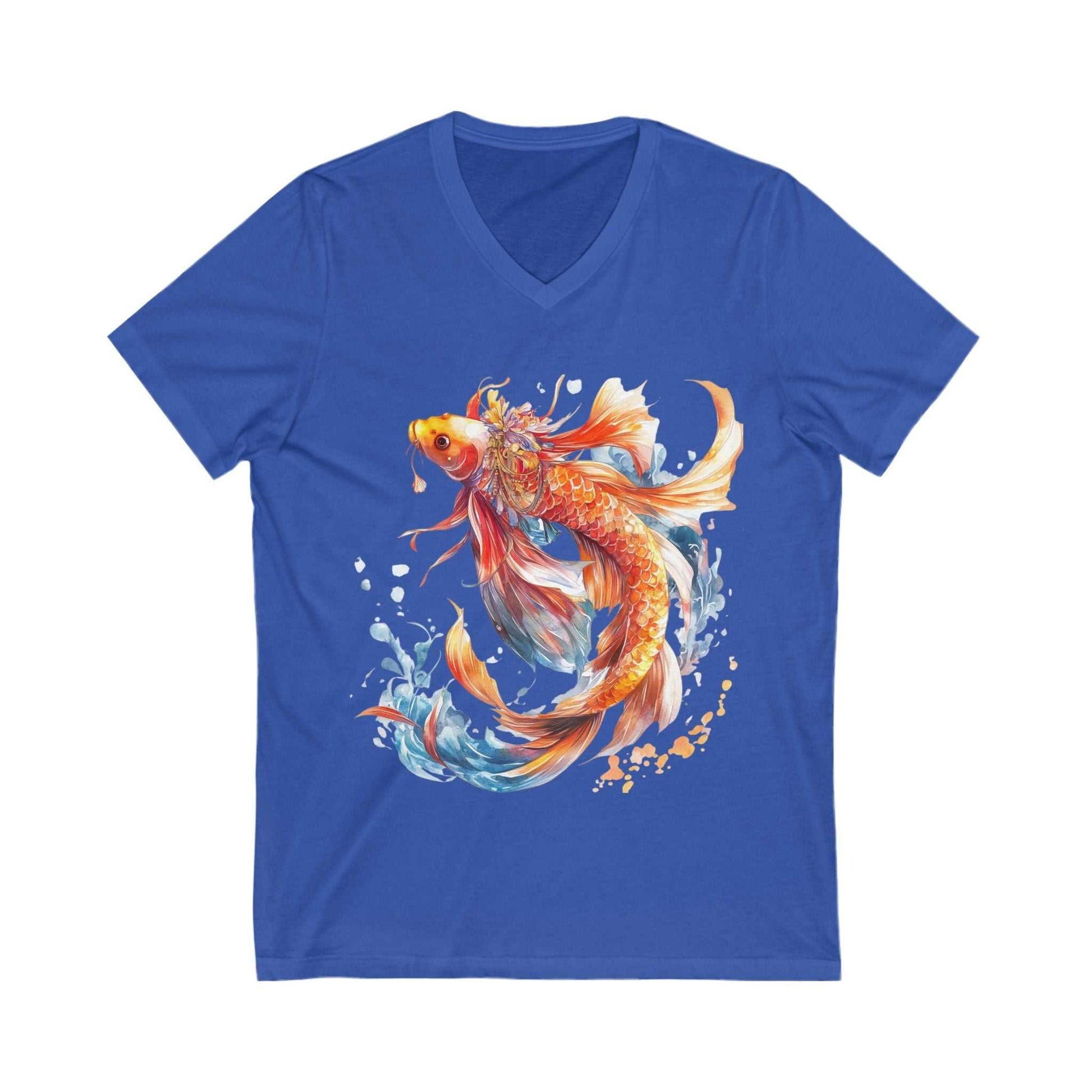 Koi Fish Shirt - Stylish Comfort with V-Neck Design | Bella+Canvas