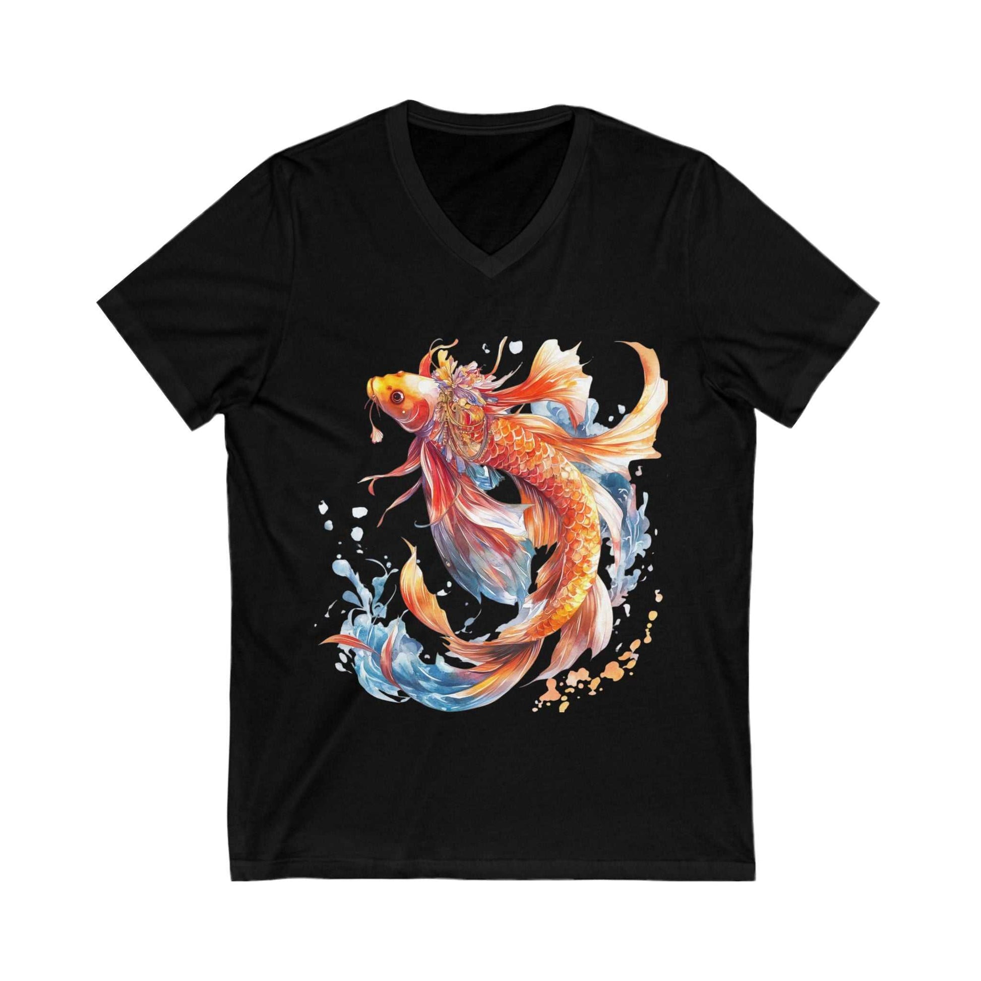 Koi Fish Shirt - Stylish Comfort with V-Neck Design | Bella+Canvas