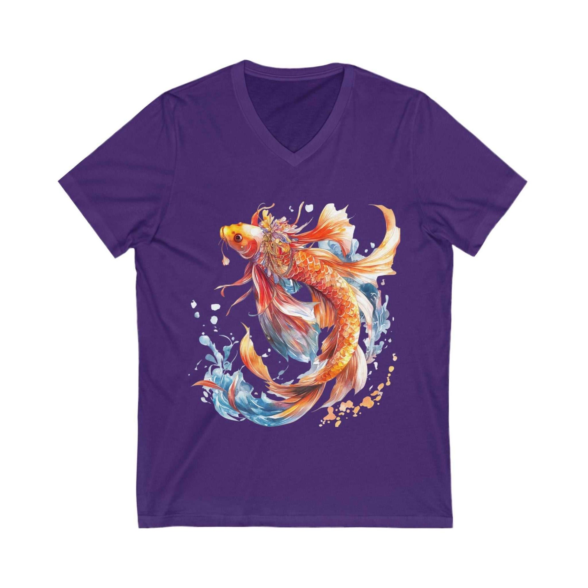 Koi Fish Shirt - Stylish Comfort with V-Neck Design | Bella+Canvas